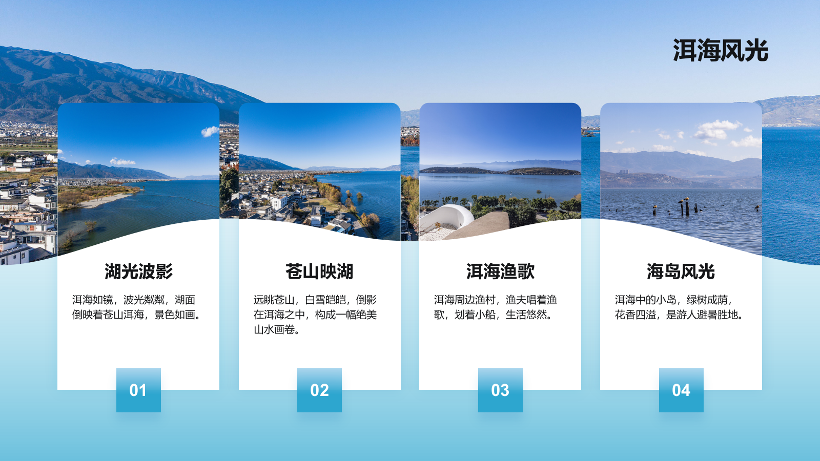 蓝色摄影风家乡大理旅游资源全面介绍PPT模板.pptx_第5页