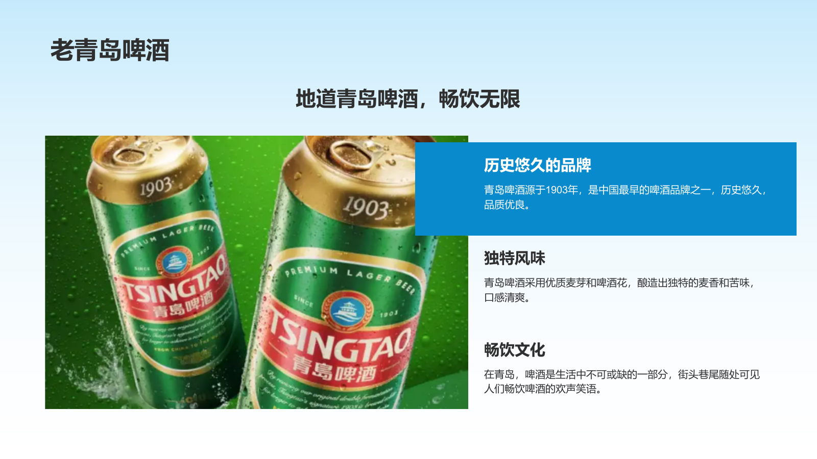 蓝色摄影风青岛海滨城旅游攻略PPT模板.pptx_第9页