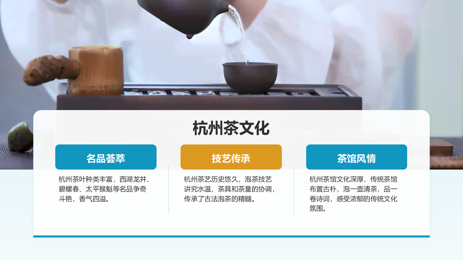 蓝色摄影风我的家乡杭州：旅游景点深度游PPT模板.pptx_第10页