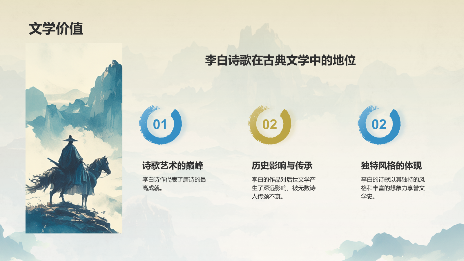 蓝色水墨风蜀道难李白语文教学课件PPT模板.pptx_第6页