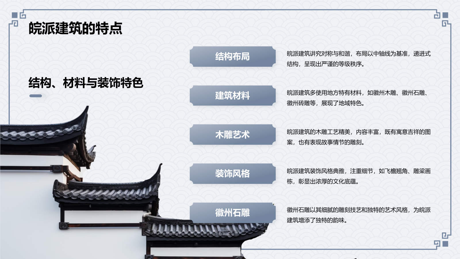 蓝色水墨风皖派建筑介绍PPT模板.pptx_第5页