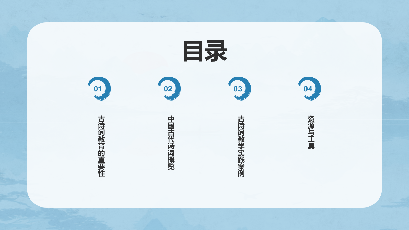 蓝色水墨风中国风语文古诗词教育教学PPT模板.pptx_第2页