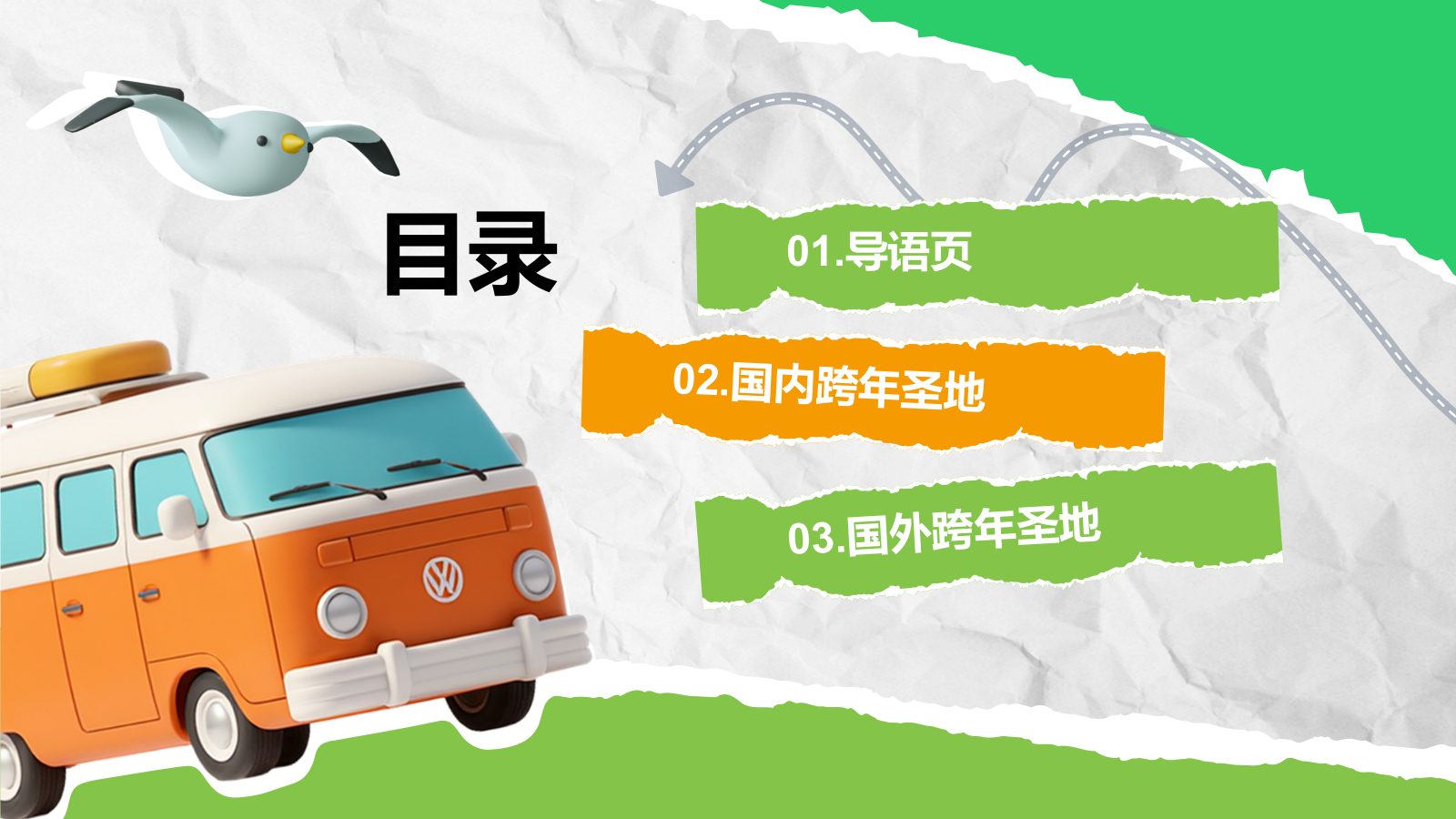 绿色3D风202X跨年旅行PPT模板.pptx_第2页