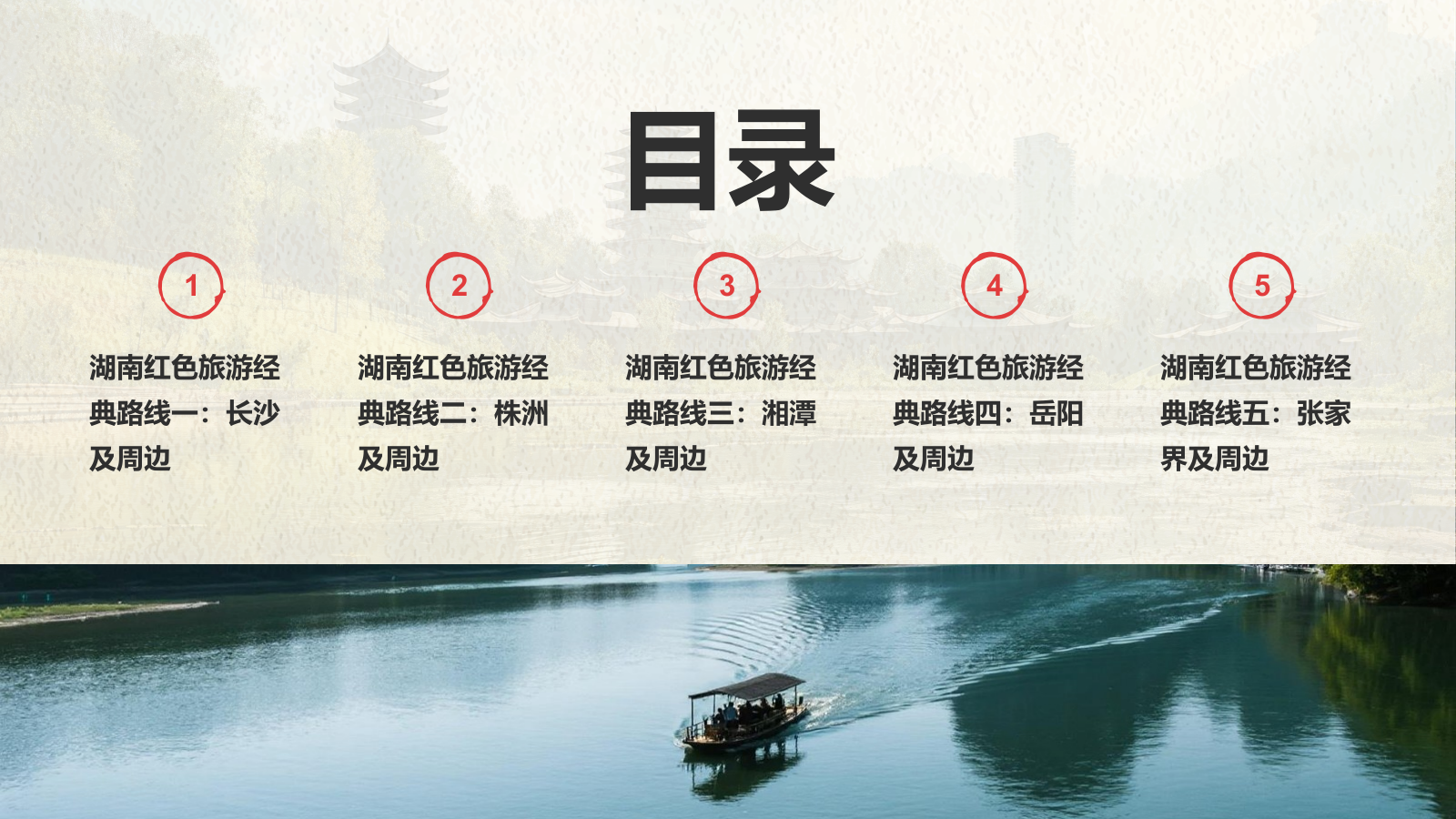 绿色复古风我的家乡湖南：红色旅游经典路线推荐PPT模板.pptx_第2页