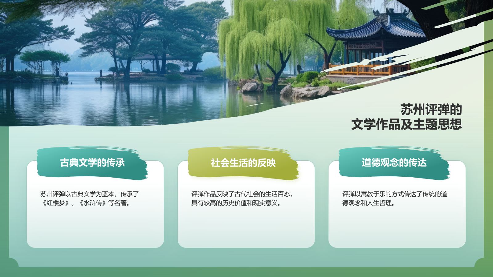 绿色国潮风非遗文化介绍——苏州评弹PPT模板.pptx_第10页