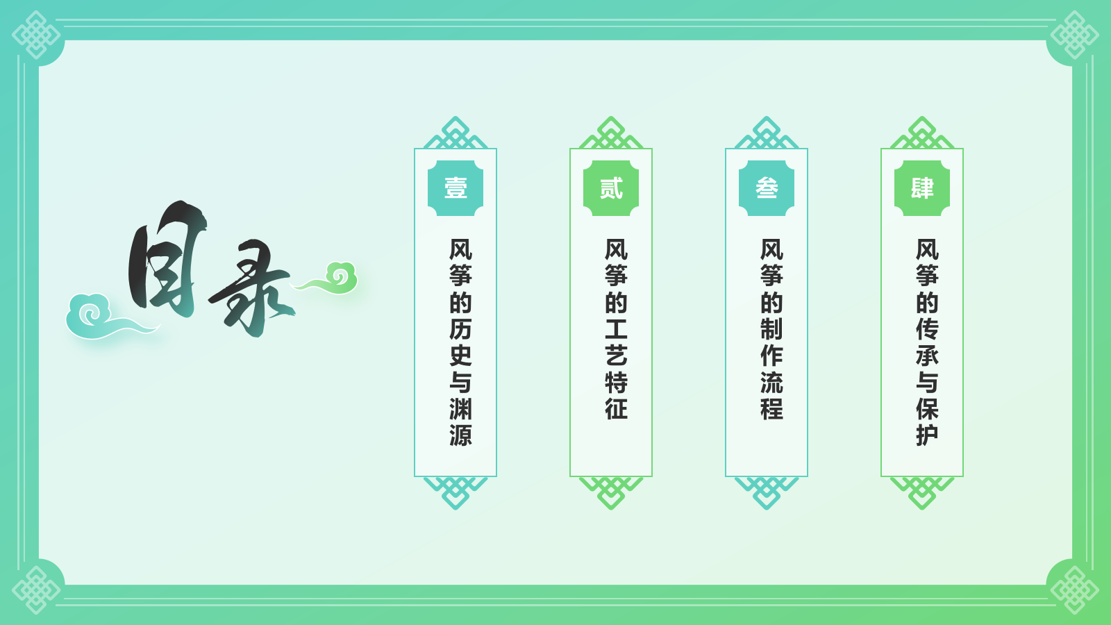 绿色国潮风中国非物质文化遗产——风筝制作工艺PPT模板.pptx_第2页