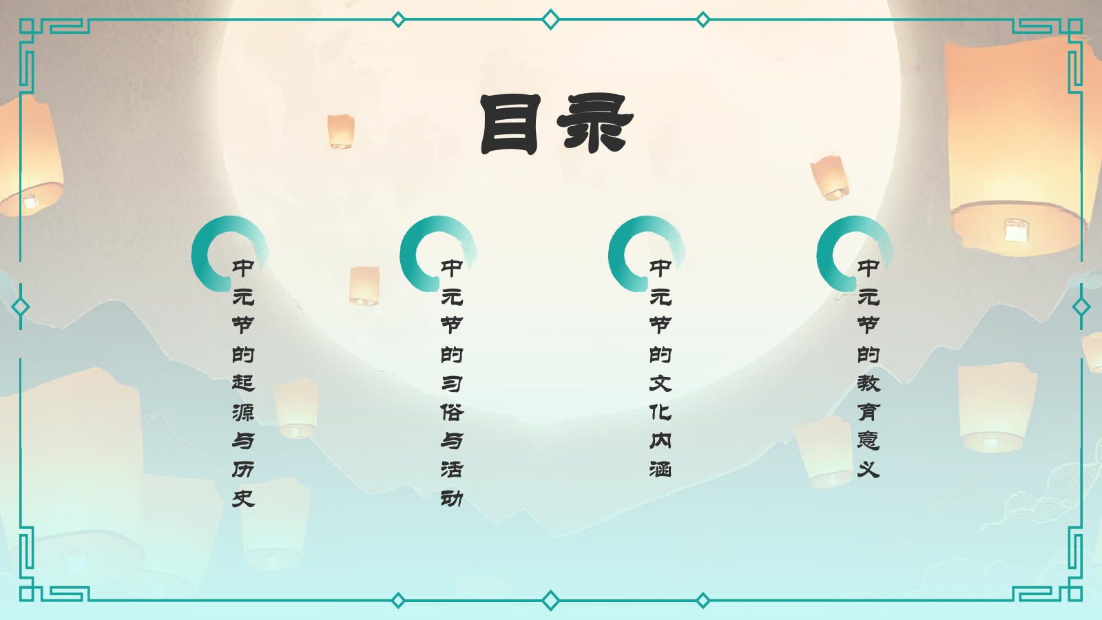 绿色国潮风中元节节日科普介绍PPT模板.pptx_第2页