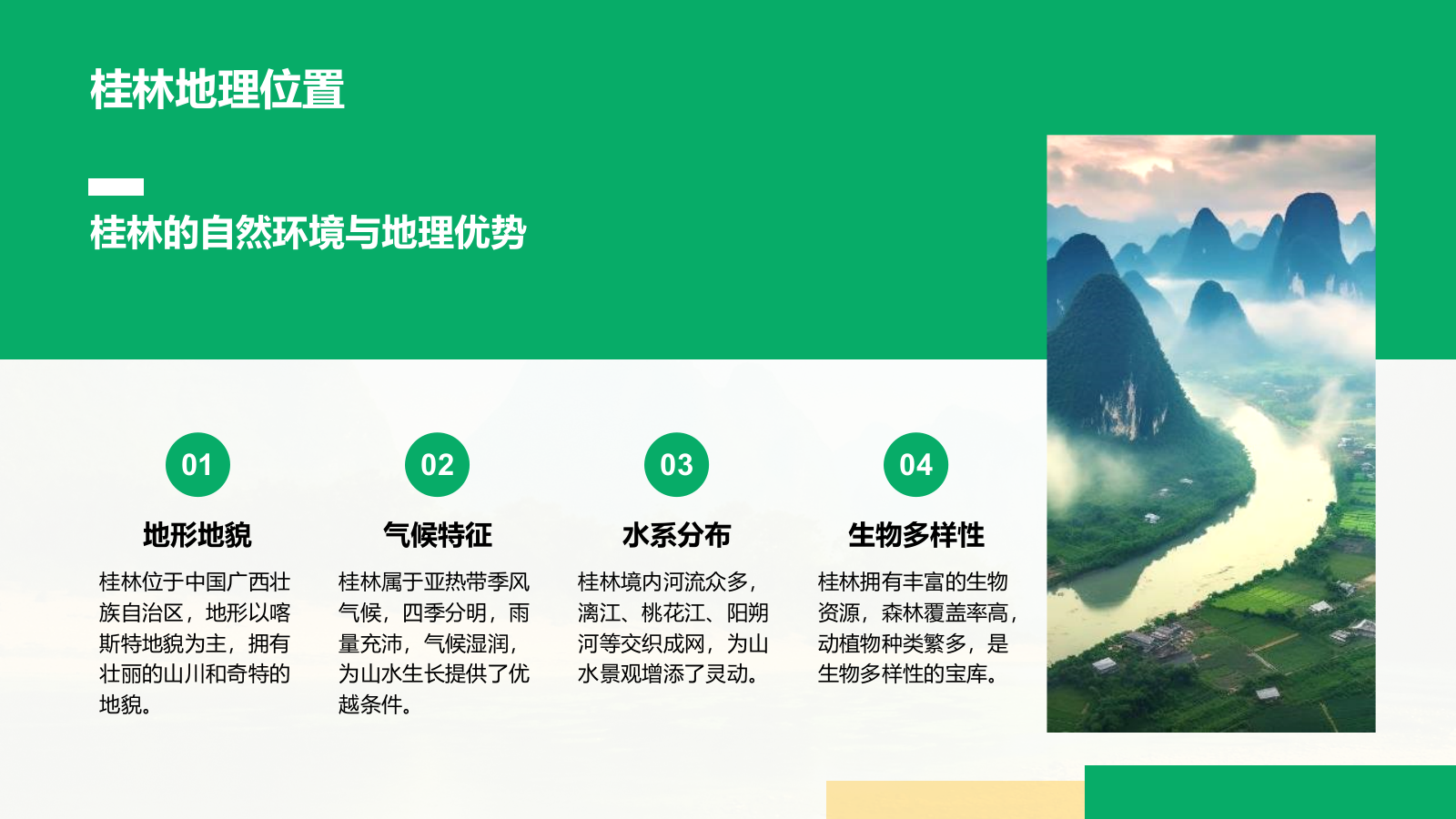 绿色商务风山水桂林：甲天下的自然画卷PPT模板.pptx_第4页