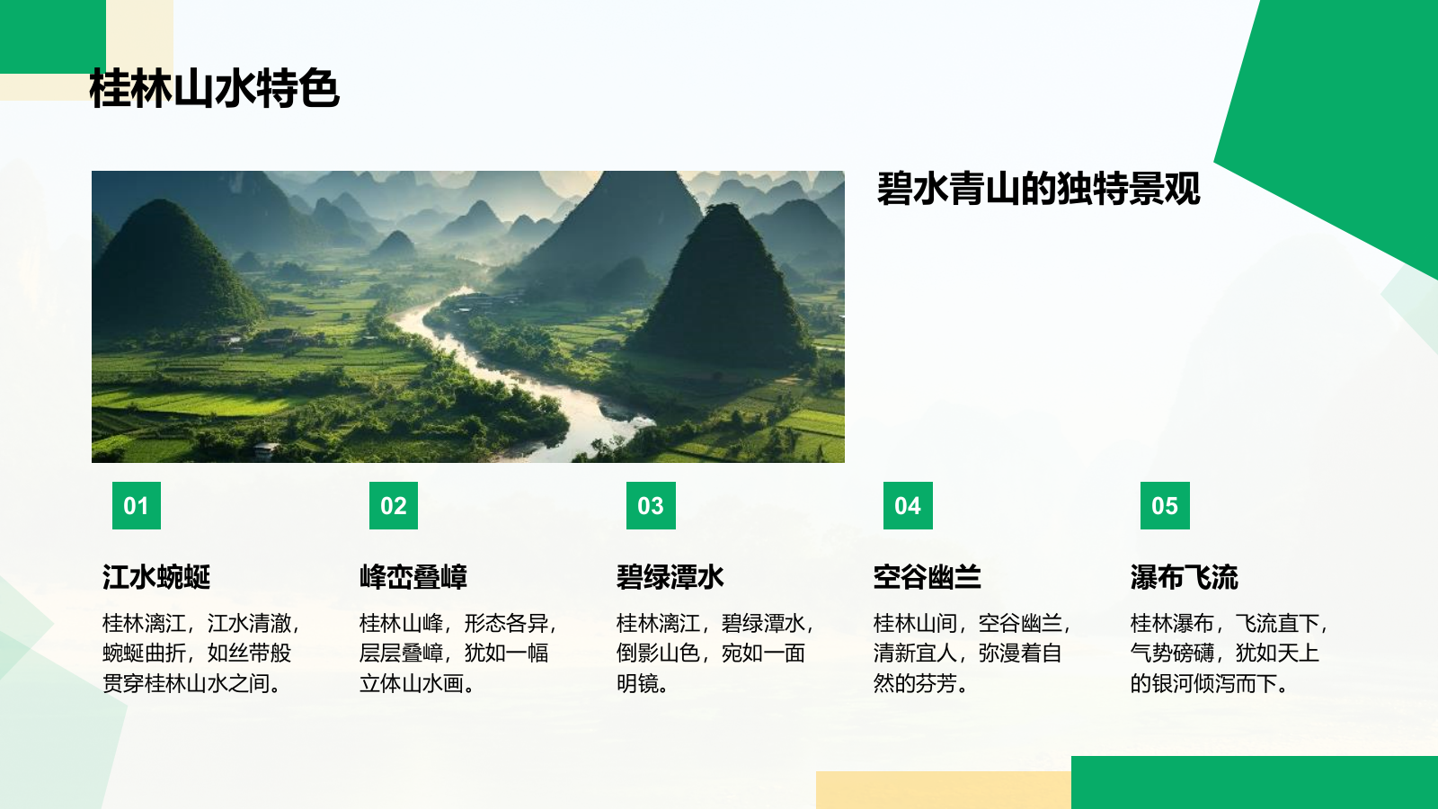 绿色商务风山水桂林：甲天下的自然画卷PPT模板.pptx_第5页
