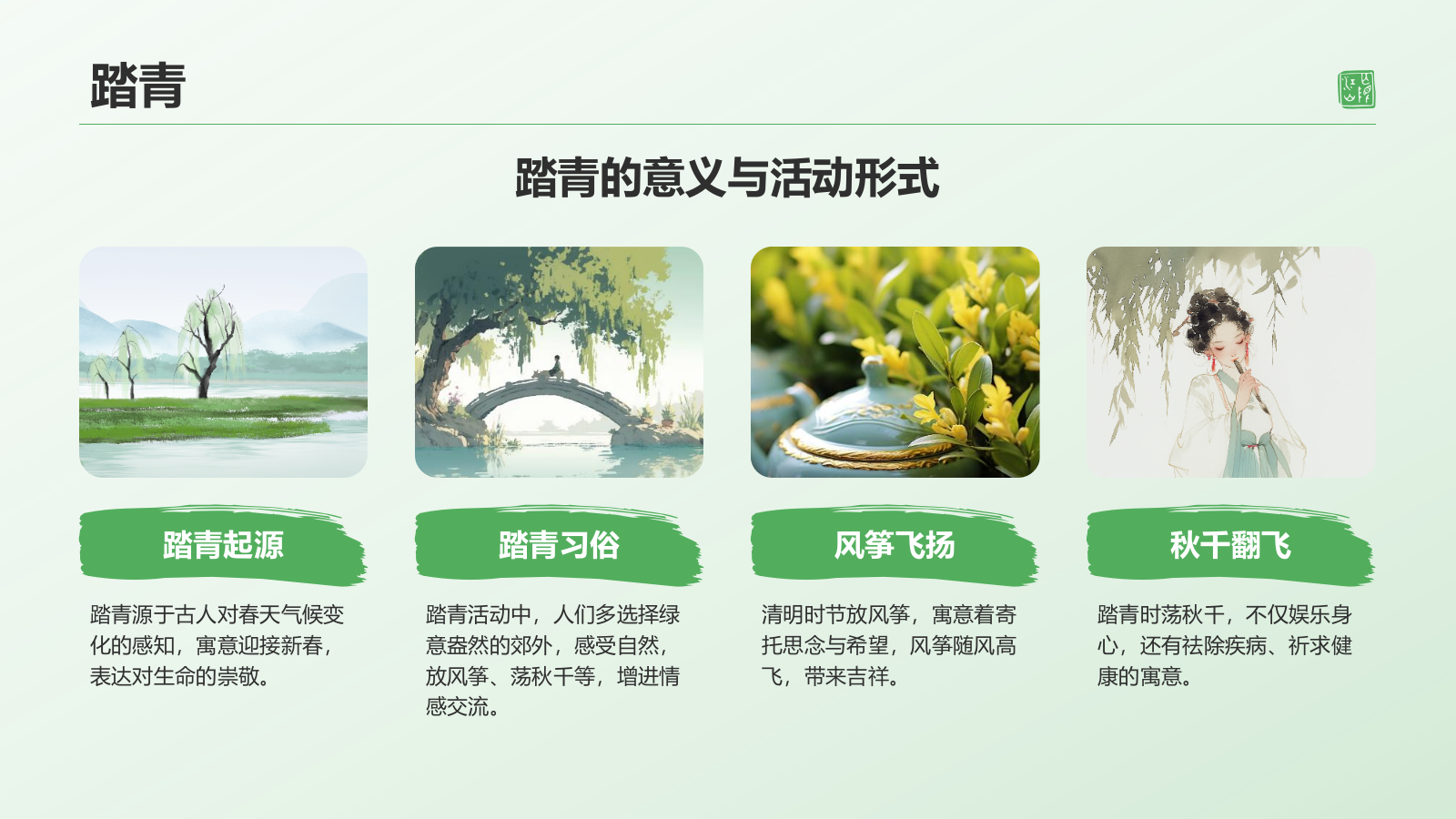 绿色水墨风清明节的文化传承与习俗解析PPT模板.pptx_第10页