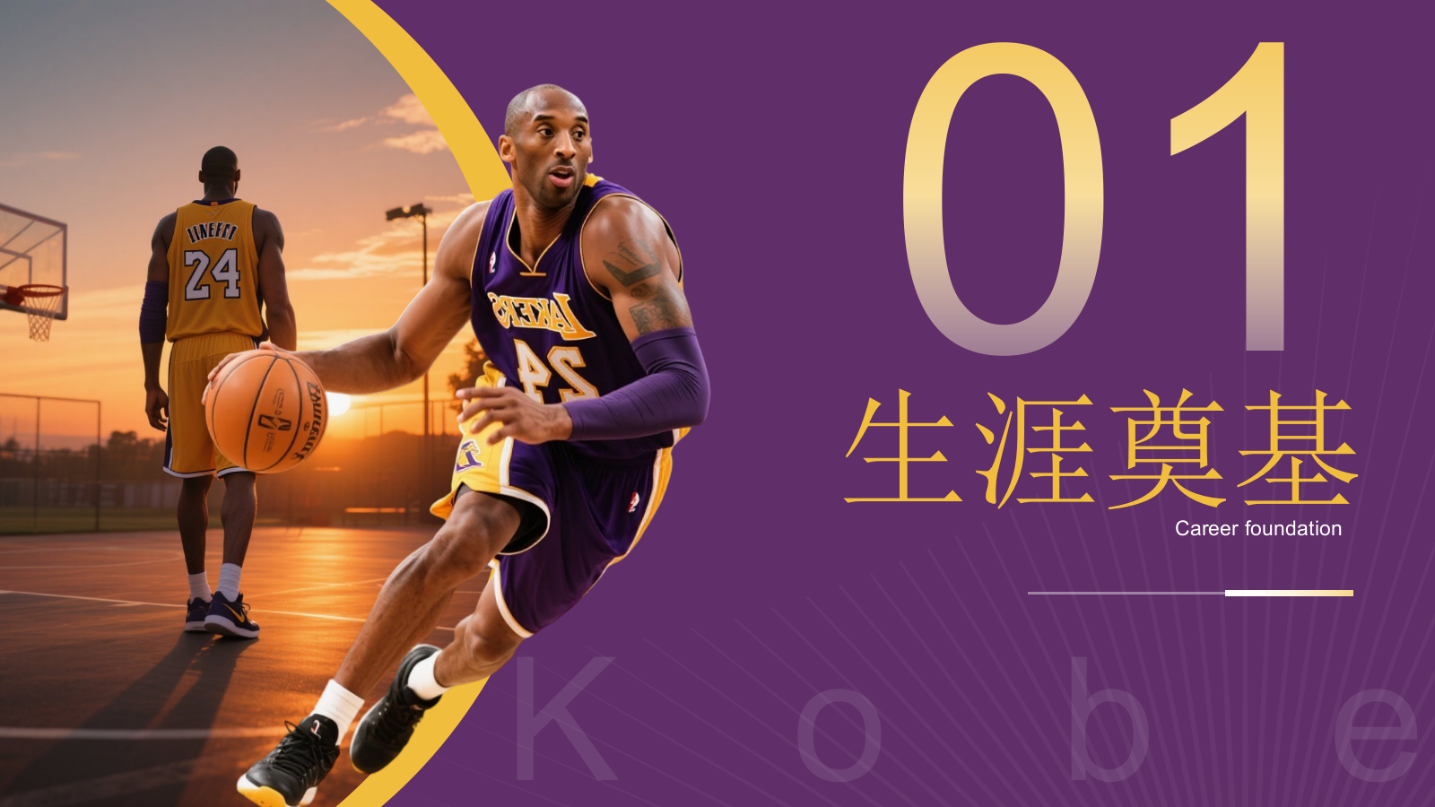 紫黄色时尚风人物简介之科比PPT模板.pptx_第3页