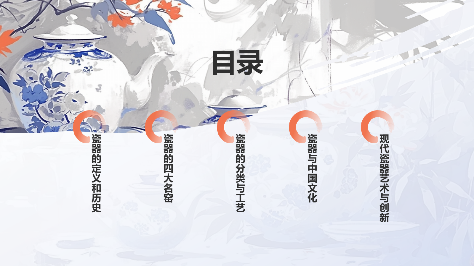 蓝色水墨风中国十大国粹——瓷器PPT模板.pptx_第2页