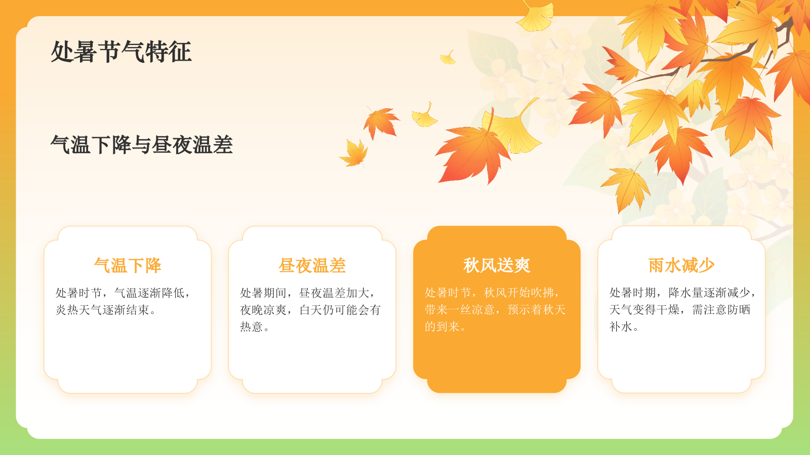 橙色国潮风二十四节气科普介绍——处暑PPT模板.pptx_第4页