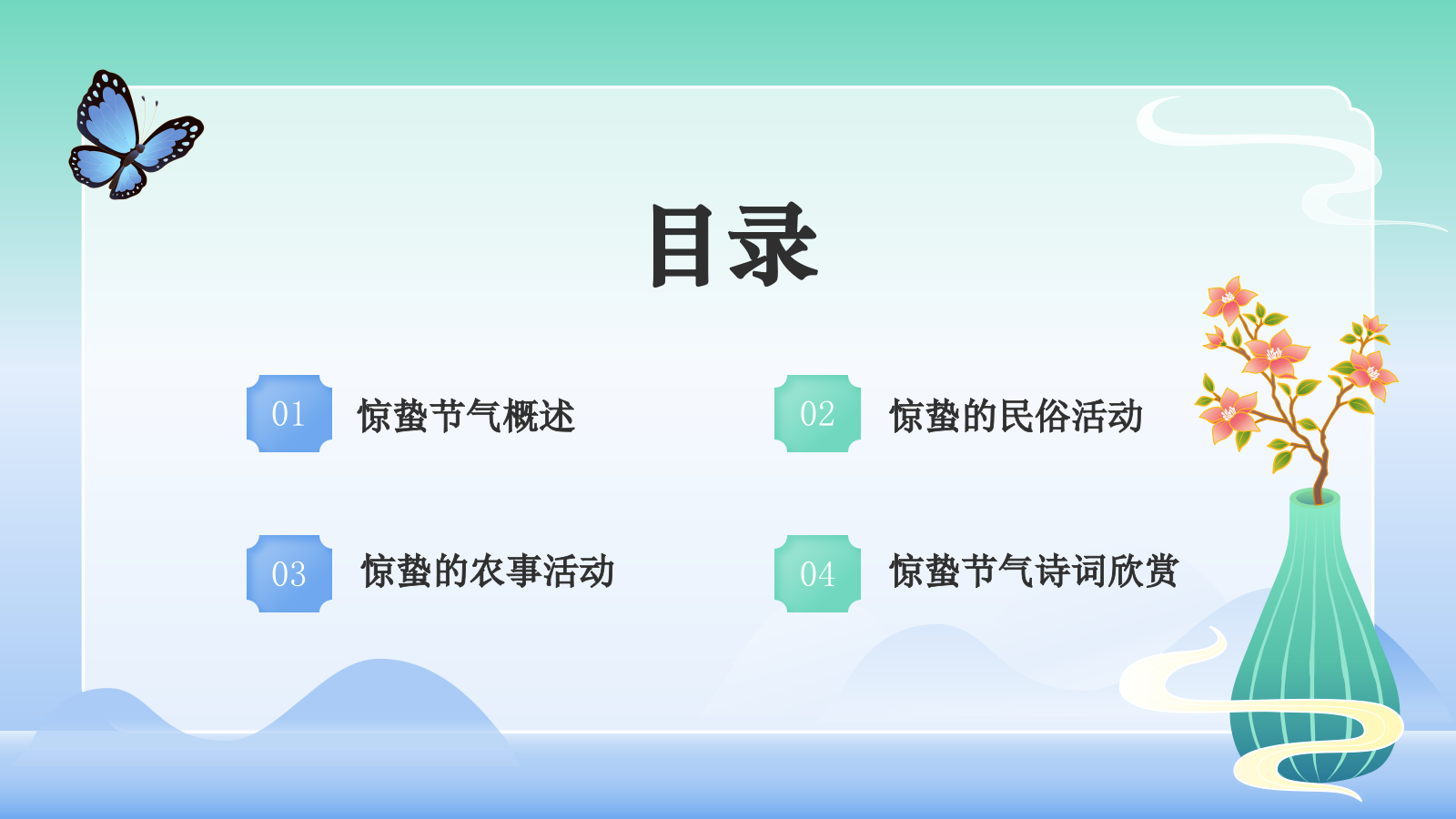 蓝色国潮风二十四节气科普介绍——惊蛰PPT模板.pptx_第2页