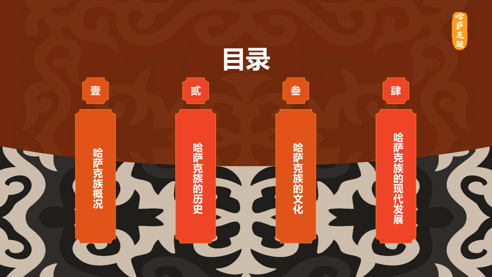 橙色复古风哈萨克族介绍PPT模板.pptx_第2页