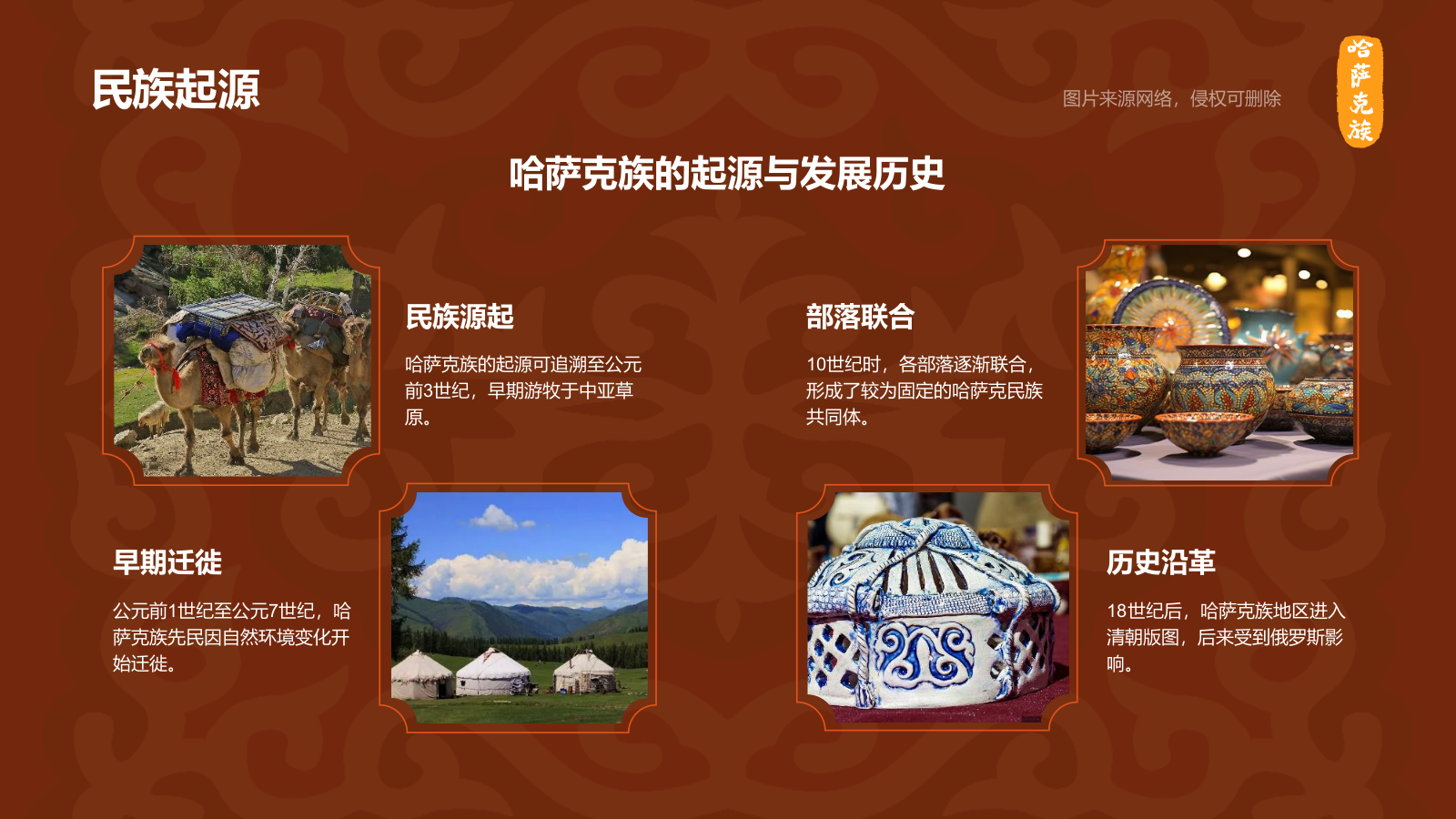 橙色复古风哈萨克族介绍PPT模板.pptx_第4页