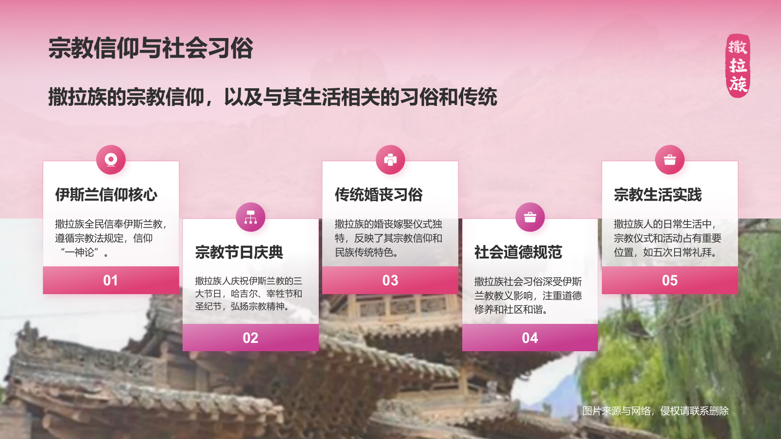 粉色插画风撒拉族介绍PPT模板.pptx_第8页