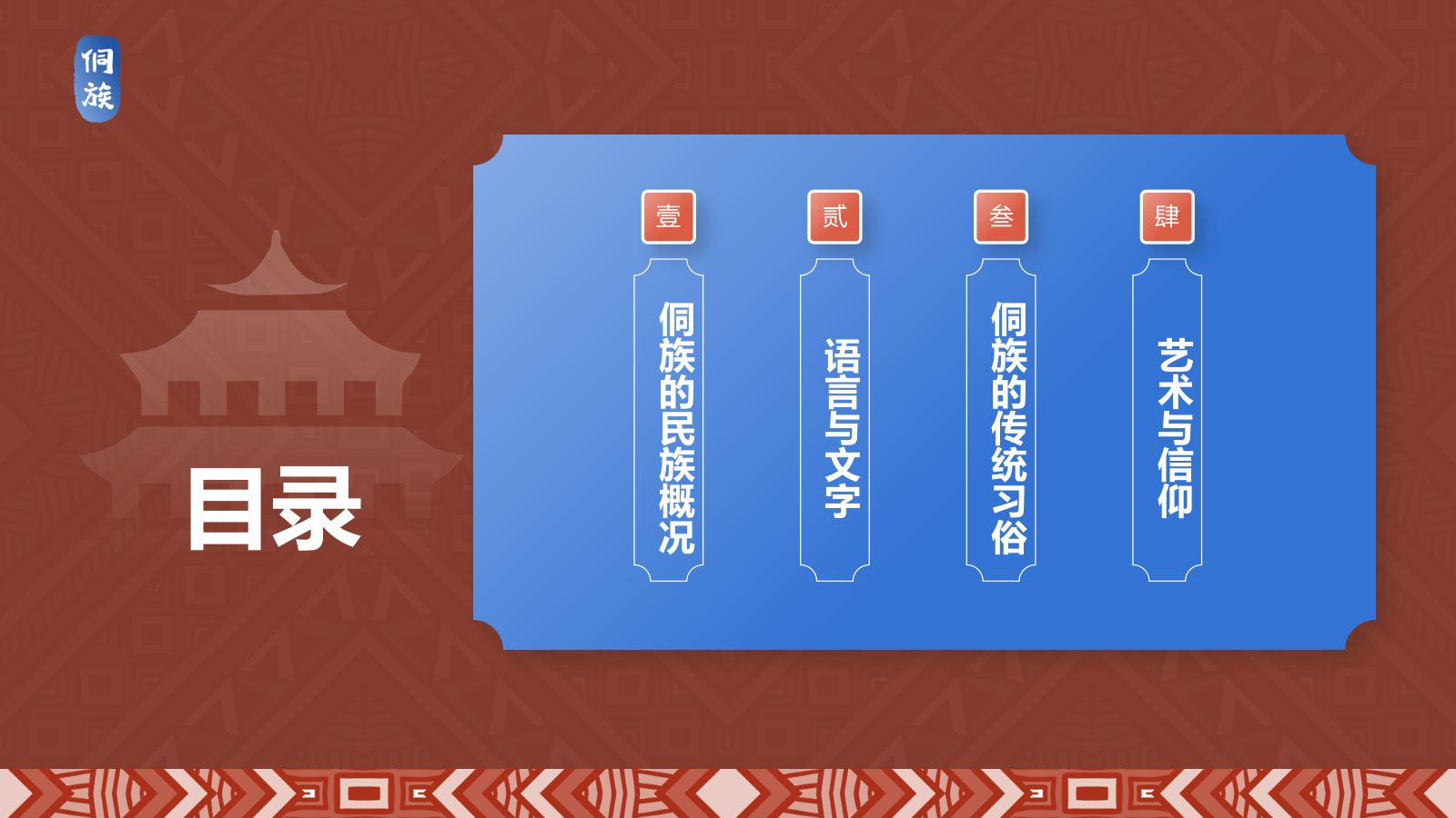 红色插画风侗族介绍PPT模板.pptx_第2页