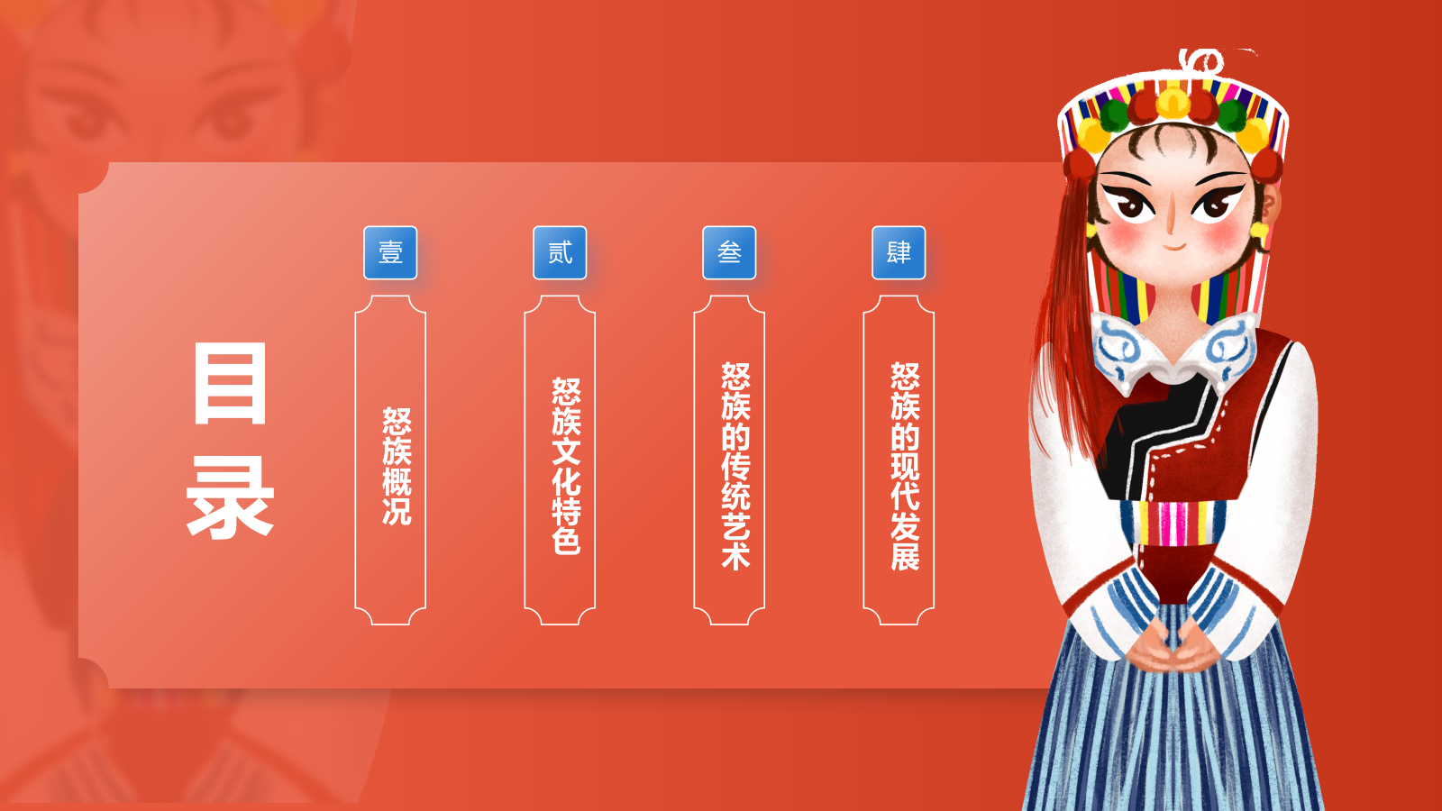 红色插画风怒族介绍PPT模板.pptx_第2页