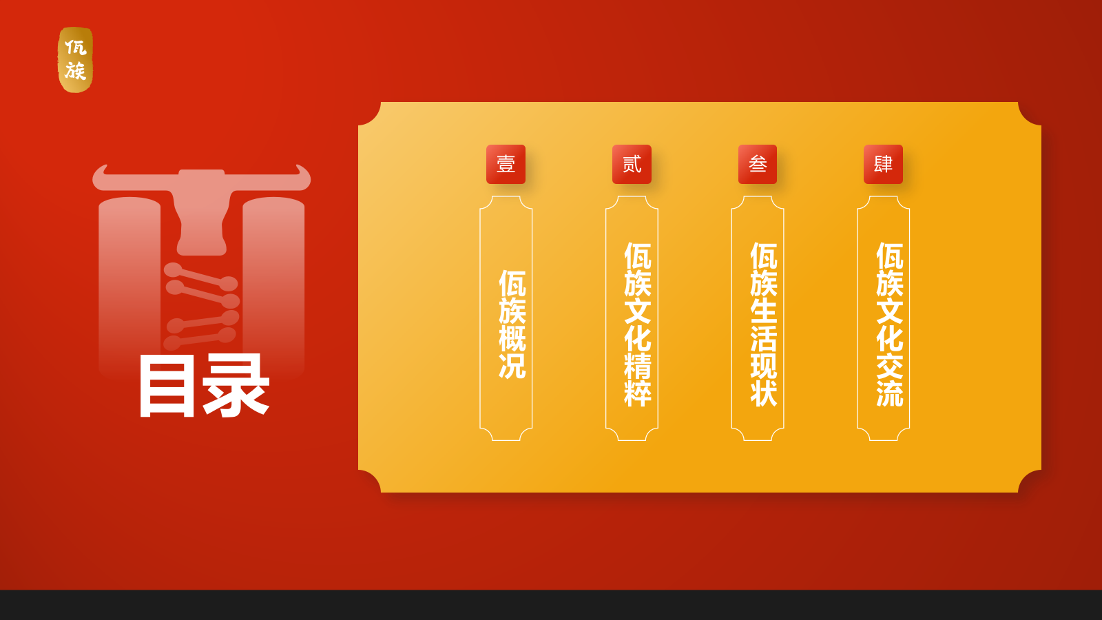 红色插画风佤族介绍PPT模板.pptx_第2页