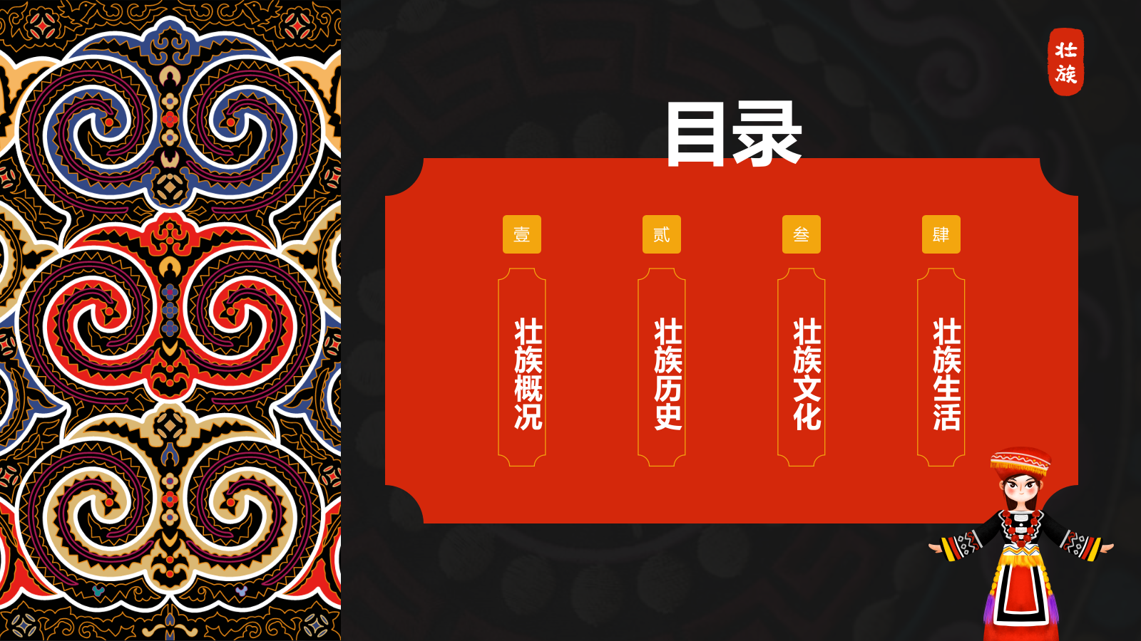 红色插画风壮族介绍PPT模板.pptx_第2页