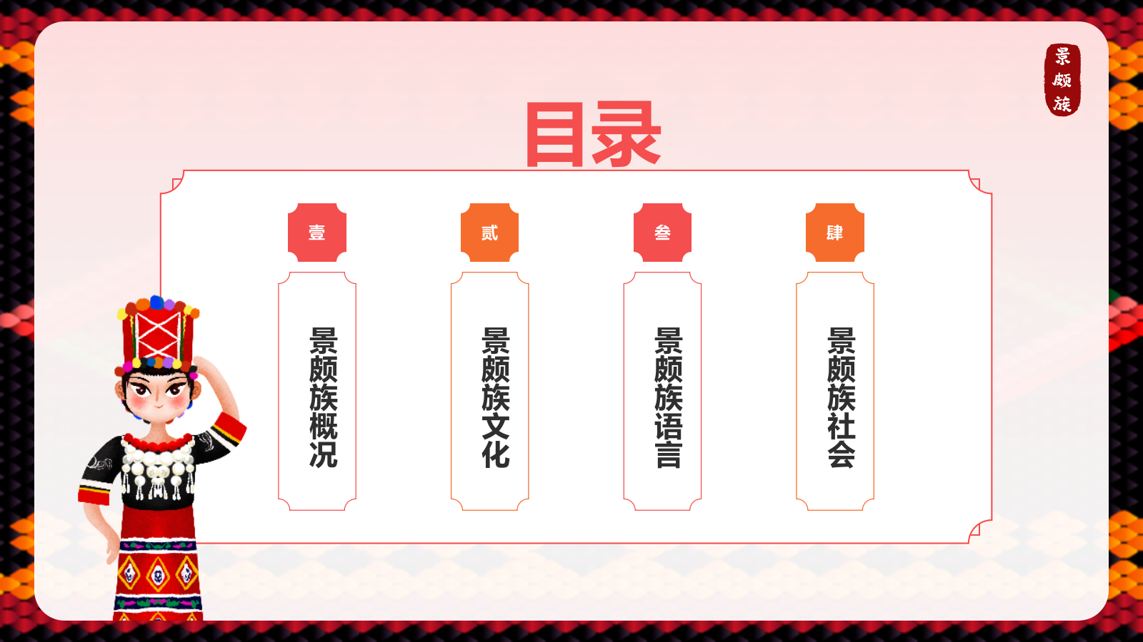 红色复古风景颇族介绍PPT模板.pptx_第2页