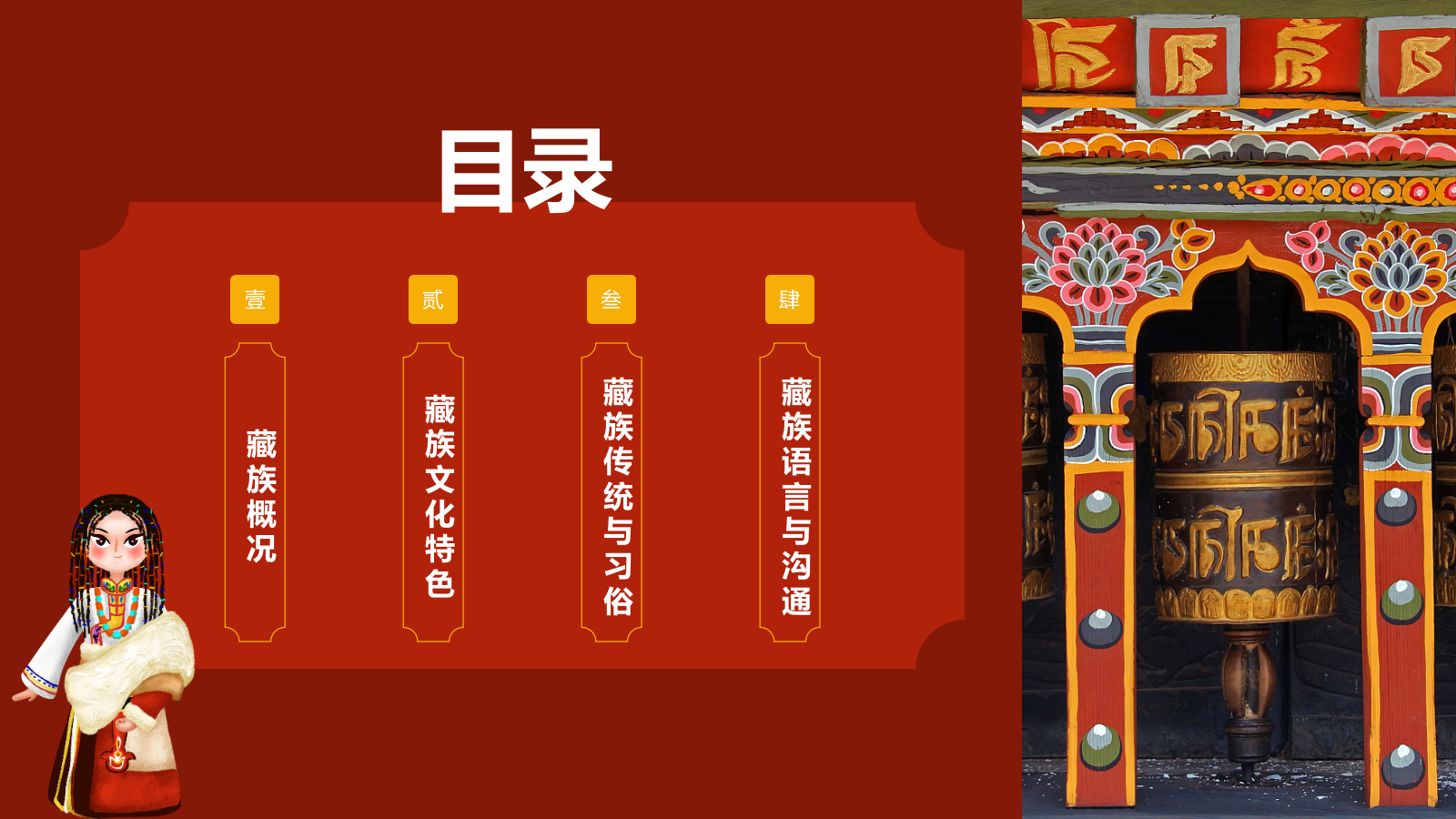 红色国潮风藏族介绍PPT模板.pptx_第2页