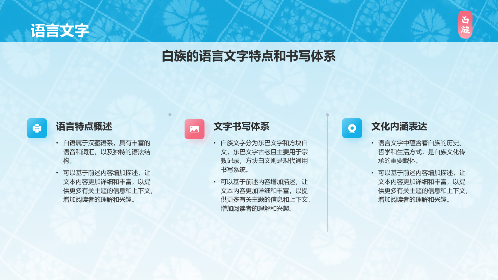蓝色插画风白族介绍PPT模板.pptx_第8页