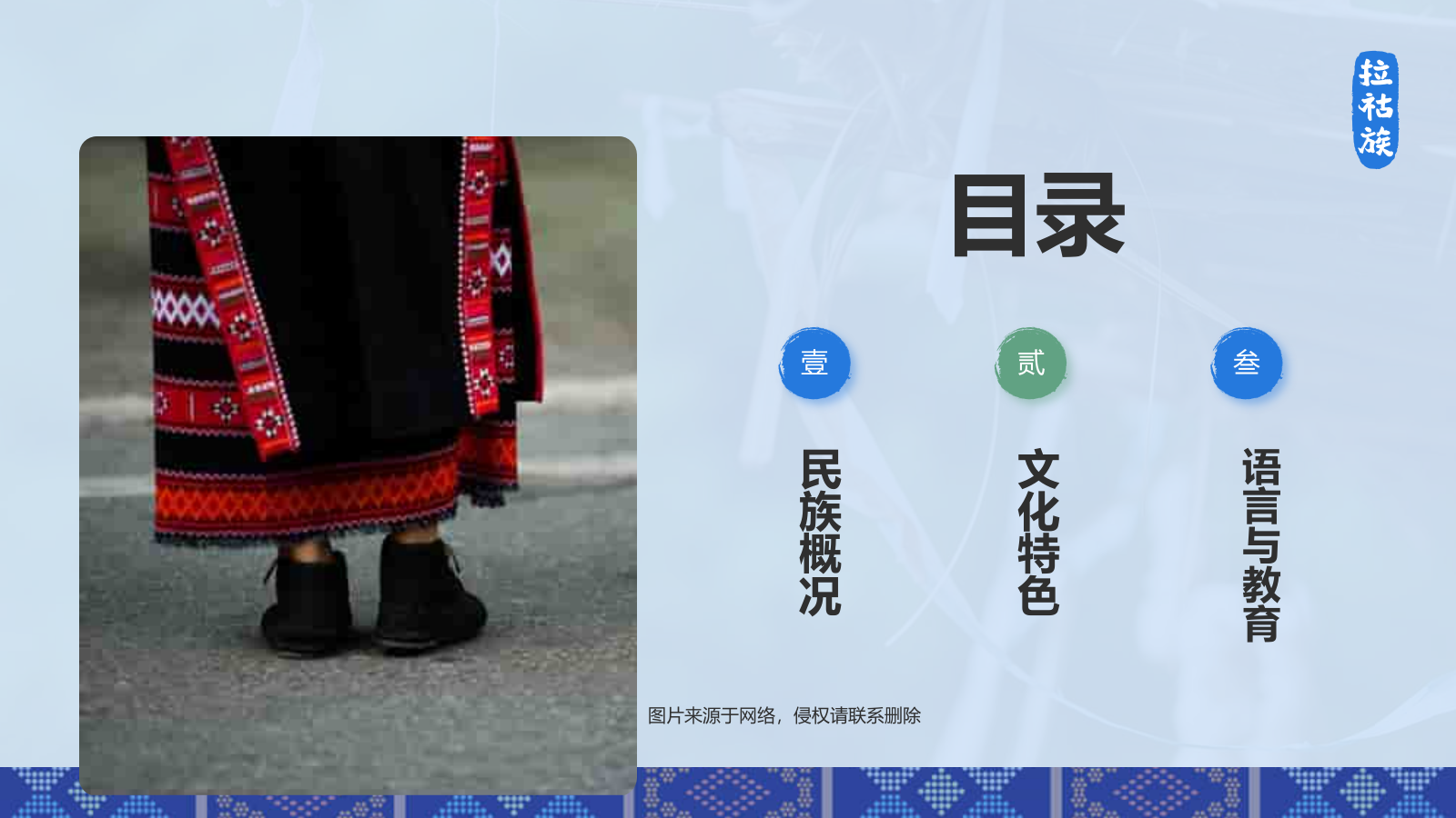 蓝色插画风拉祜族介绍PPT模板.pptx_第2页