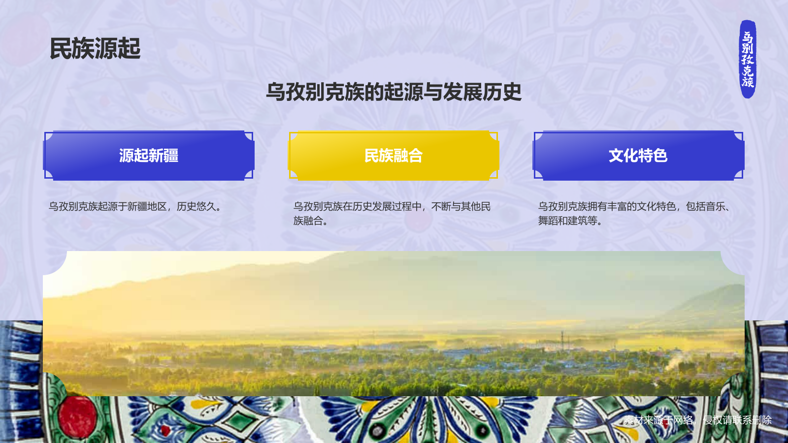蓝色插画风乌孜别克族介绍PPT模板.pptx_第4页