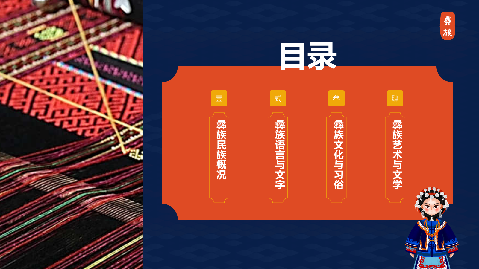 蓝色插画风彝族介绍PPT模板.pptx_第2页