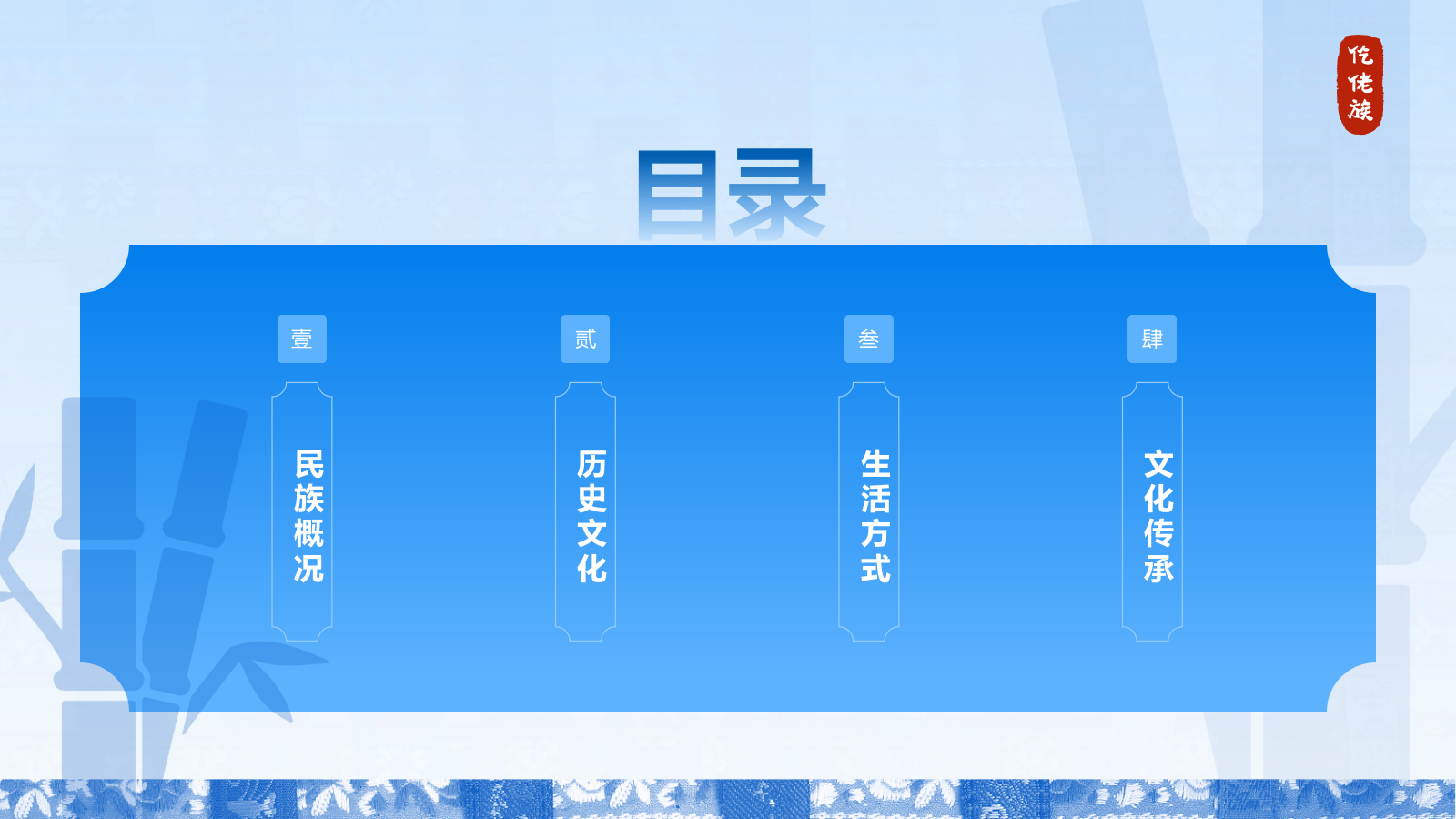 蓝色国潮风仡佬族介绍PPT模板.pptx_第2页