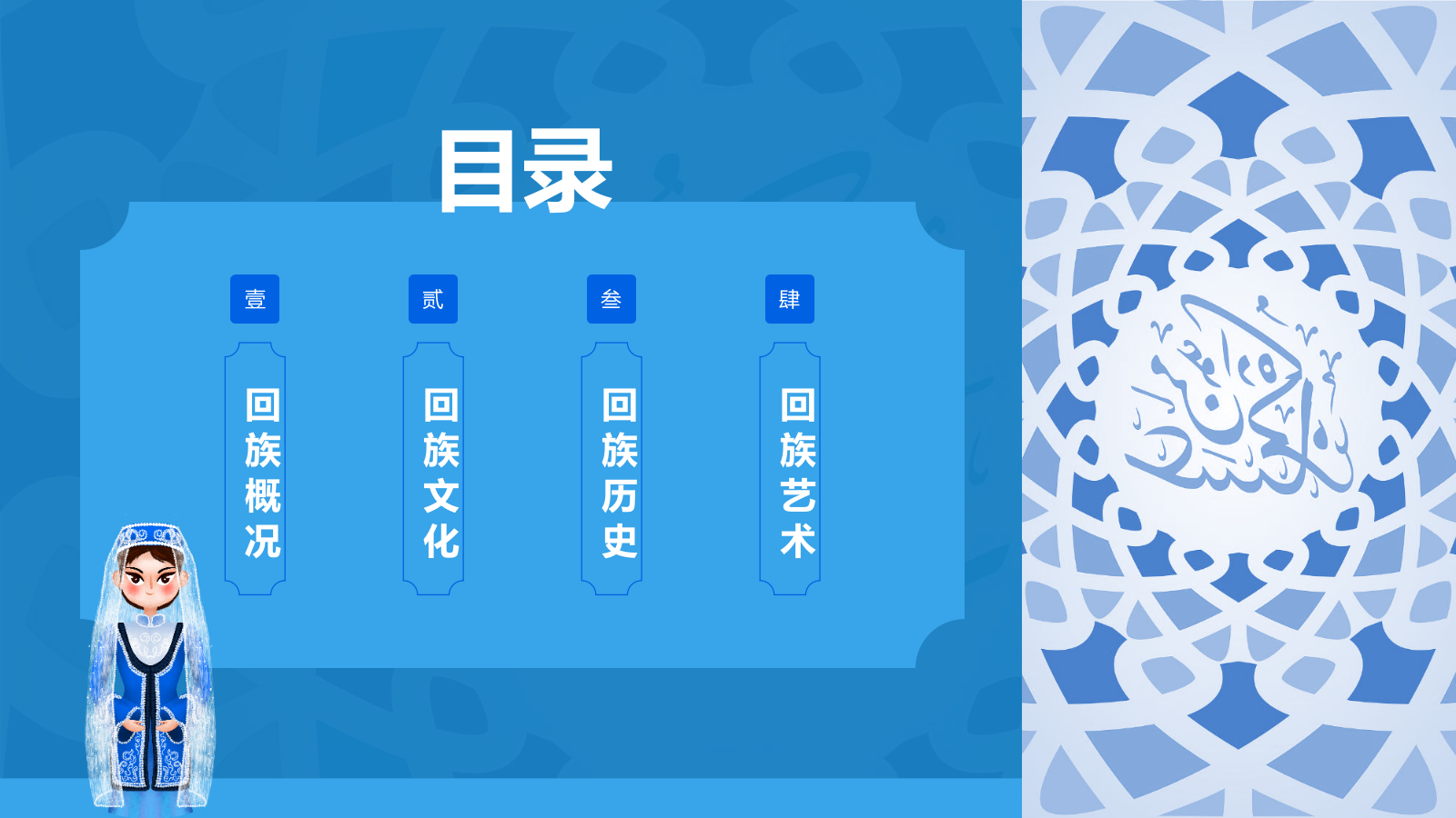 蓝色国潮风回族介绍PPT模板.pptx_第2页