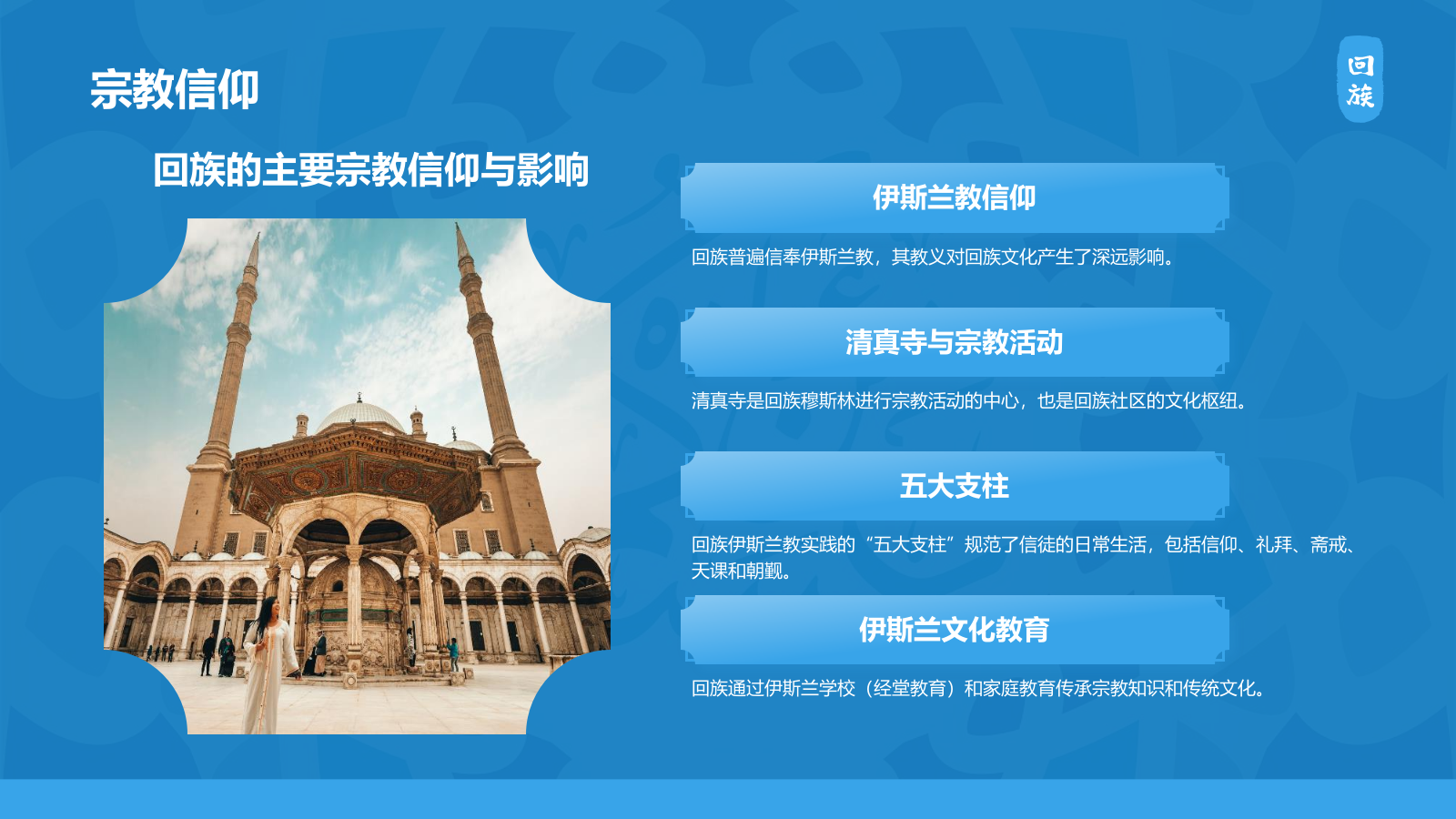 蓝色国潮风回族介绍PPT模板.pptx_第9页