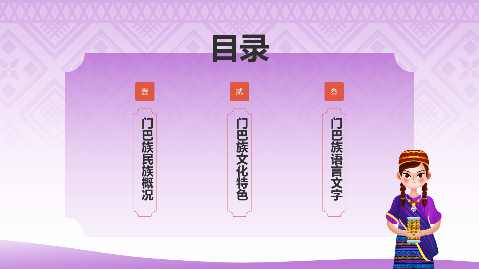 紫色插画风门巴族介绍PPT模板.pptx_第2页