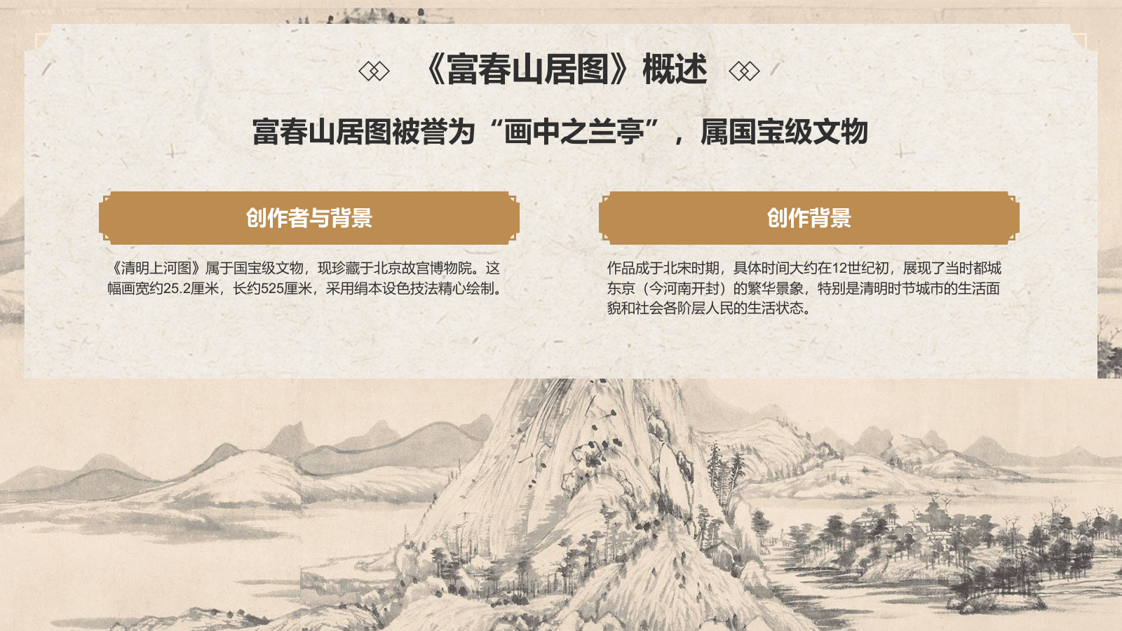 橙色复古风中国十大传世名画——富春山居图PPT模板.pptx_第4页