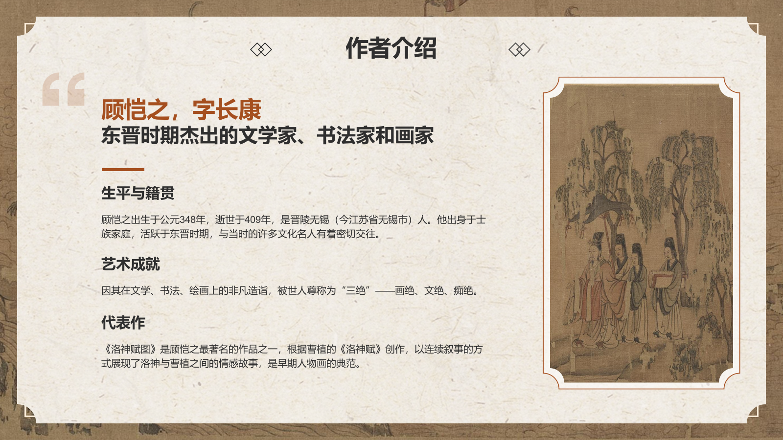 橙色复古风中国十大传世名画——洛神赋图PPT模板.pptx_第5页