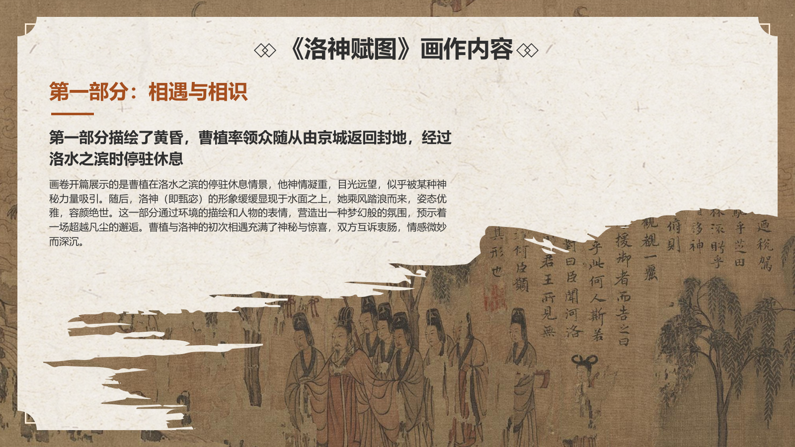 橙色复古风中国十大传世名画——洛神赋图PPT模板.pptx_第9页