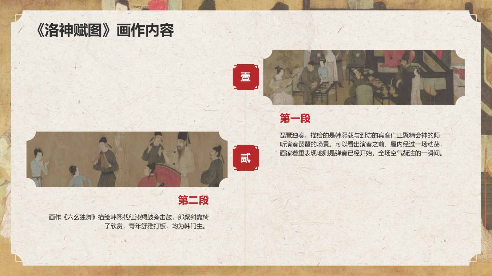 红色复古风中国十大传世名画——韩熙载夜宴图PPT模板.pptx_第9页