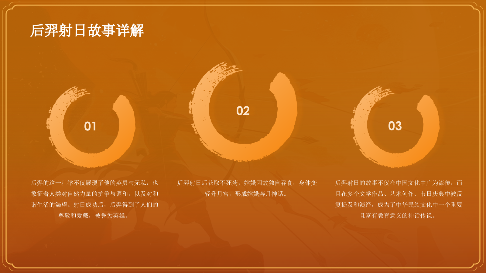 橙色国潮风神话故事——后羿射日PPT模板.pptx_第10页