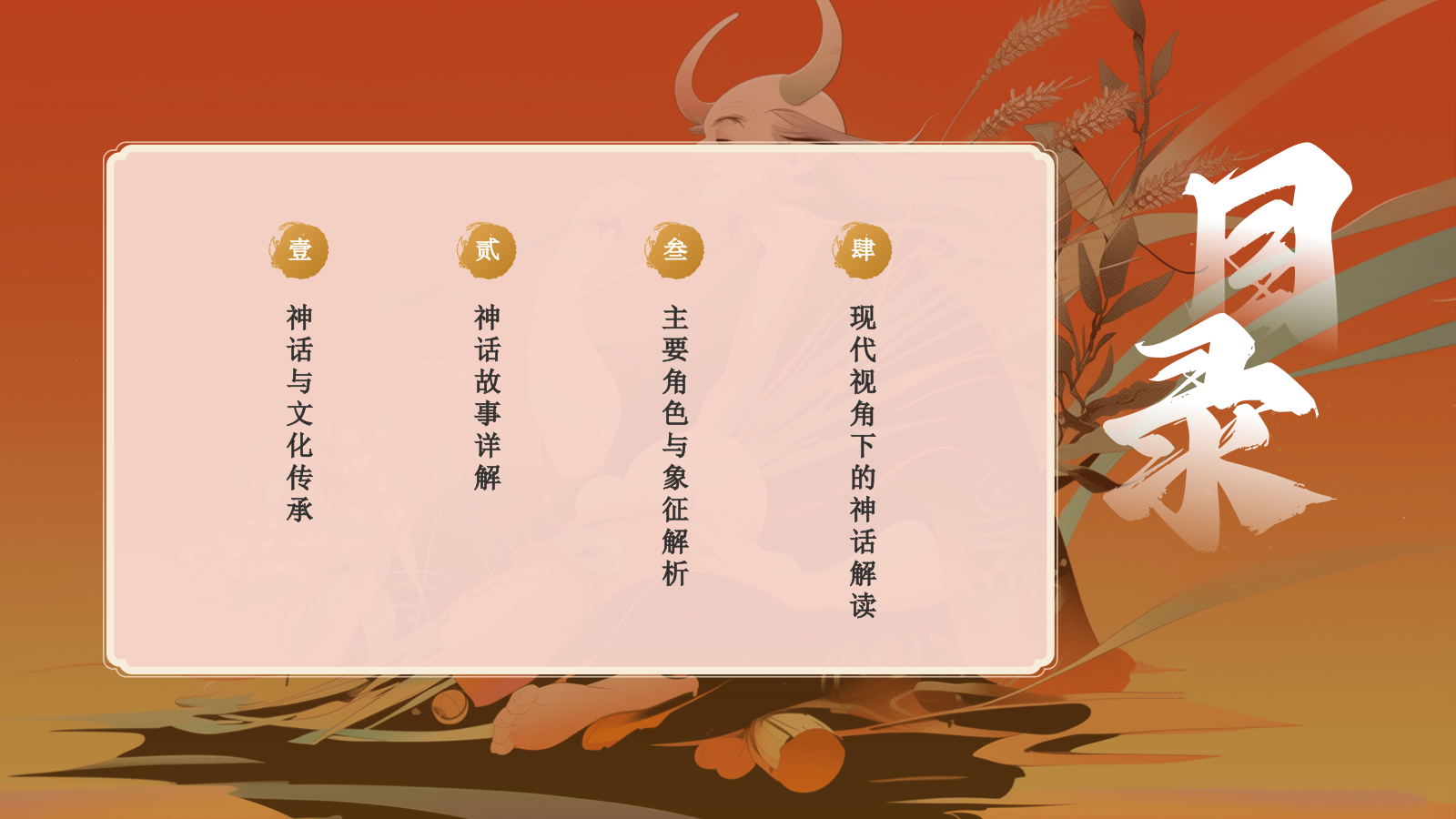 红色国潮风神农尝百草——中国古代神话故事系列解读PPT模板.pptx_第2页