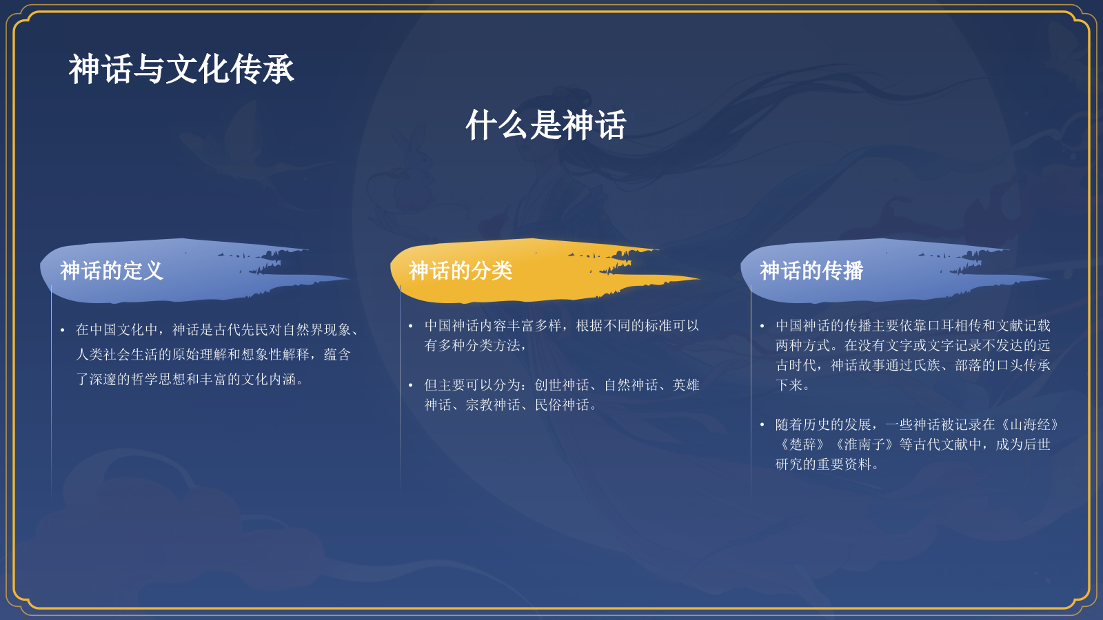 蓝色国潮风神话故事——嫦娥奔月PPT模板.pptx_第4页