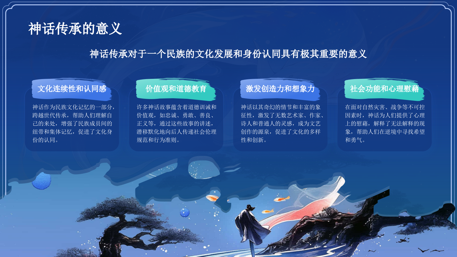 蓝色水墨风神话故事《北溟鲲鹏》PPT模板.pptx_第5页