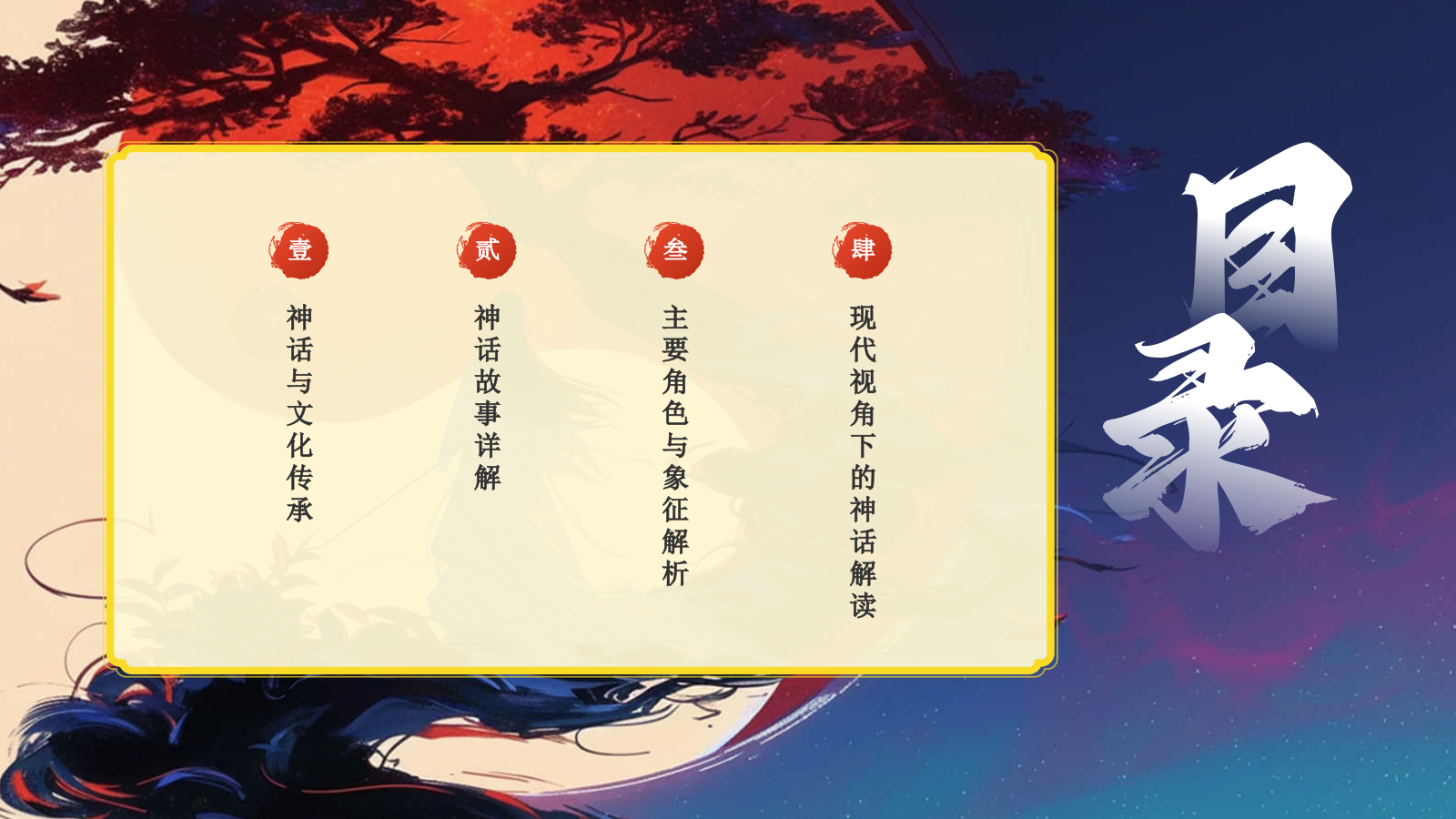 蓝色水墨风神话故事《伏羲画卦》PPT模板.pptx_第2页