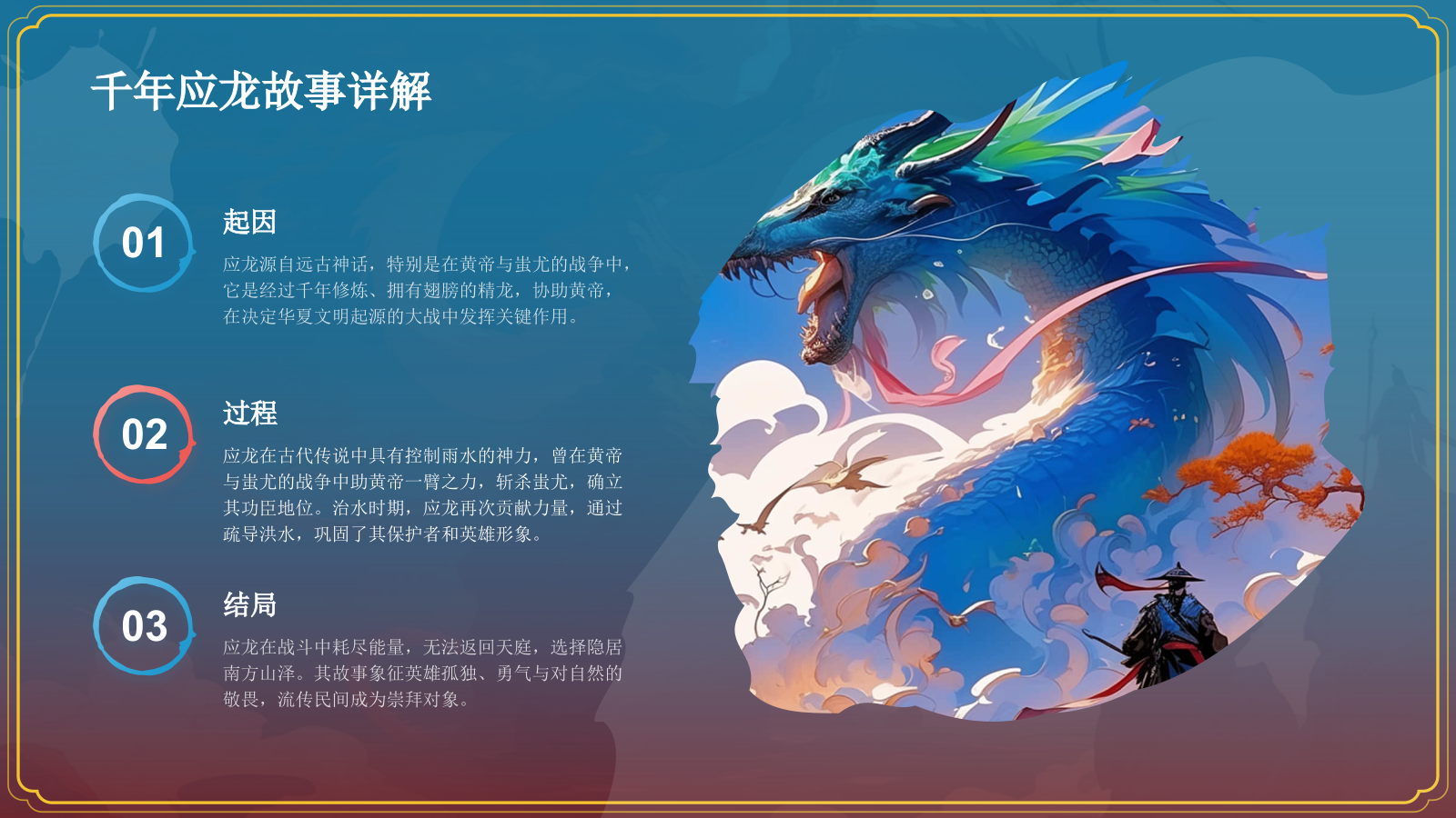 蓝色水墨风神话故事《千年应龙》PPT模板.pptx_第8页