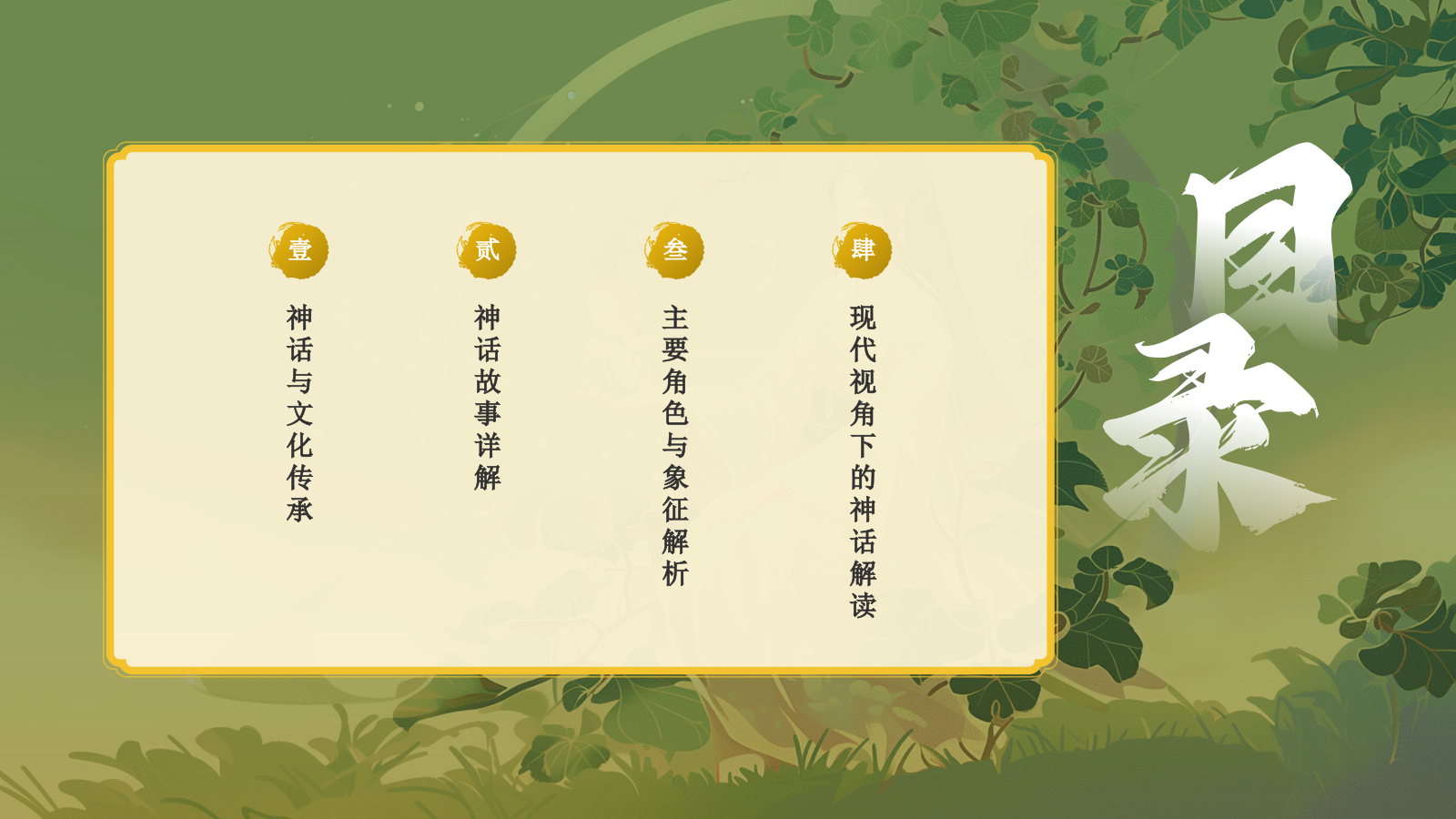 绿色国潮风女娲造人——中国古代神话故事系列解读PPT模板.pptx_第2页