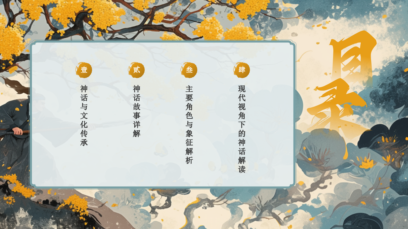 绿色国潮风神话故事——吴刚伐桂PPT模板.pptx_第2页