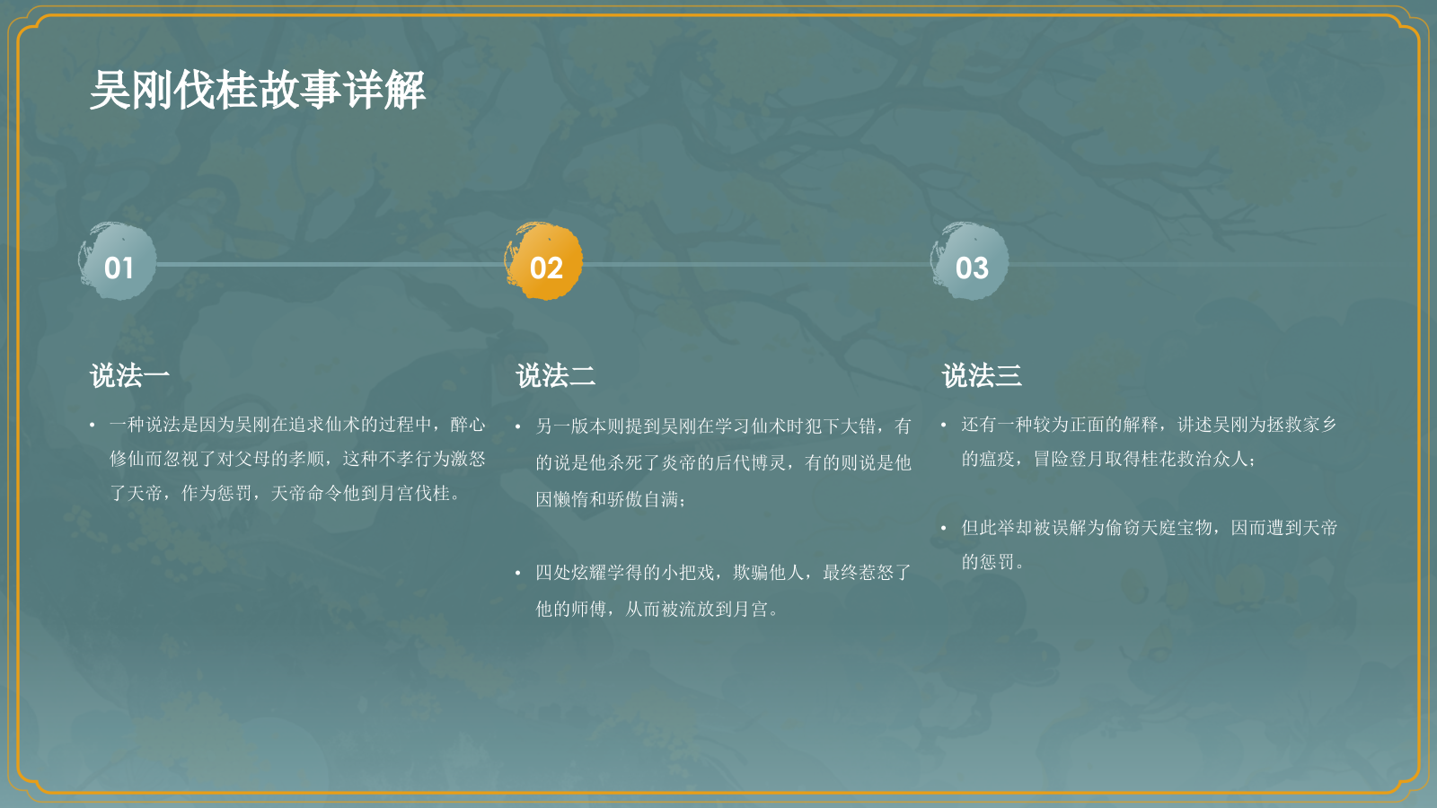 绿色国潮风神话故事——吴刚伐桂PPT模板.pptx_第9页