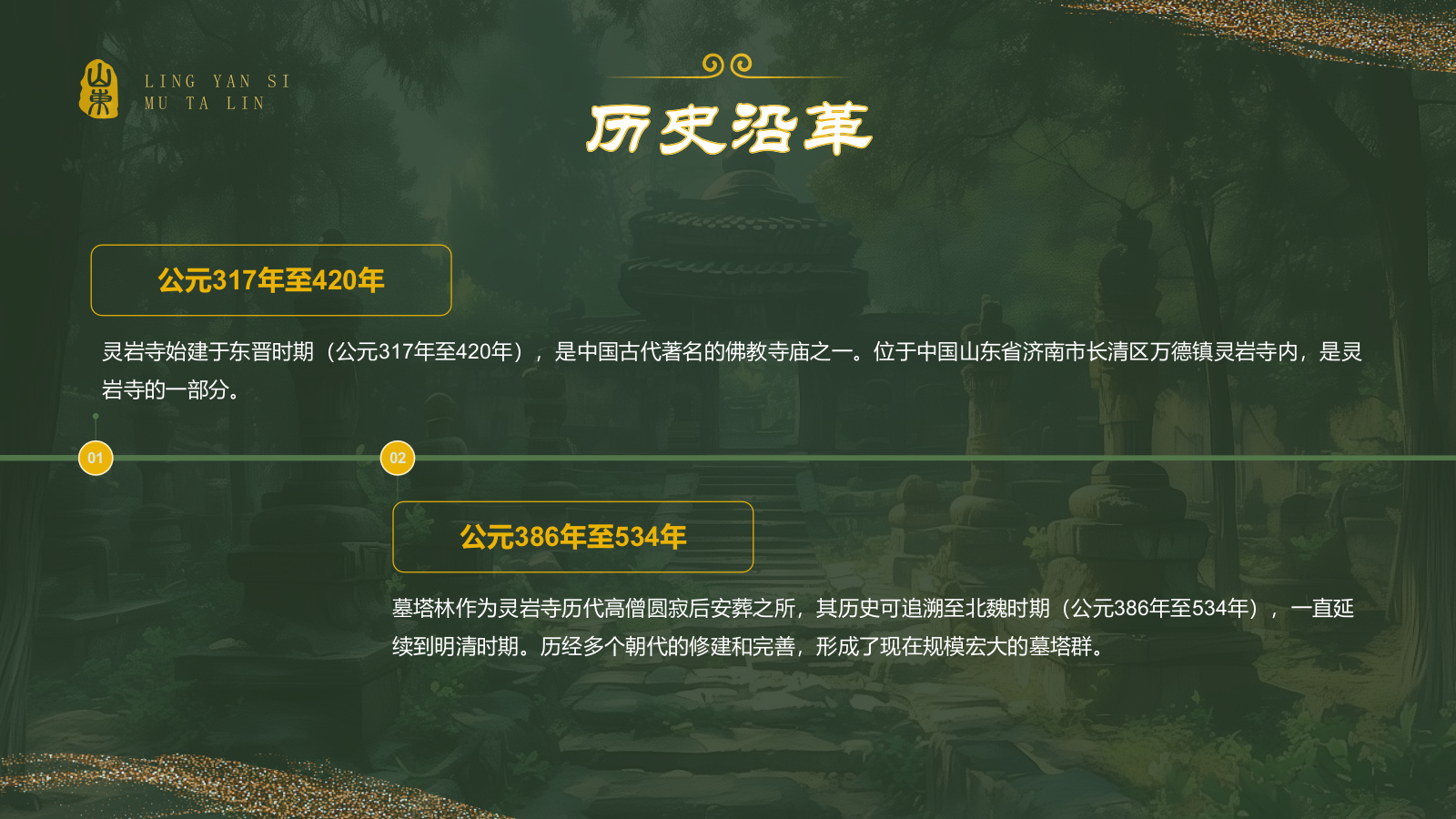 绿色国潮风黑神话悟空取景地——济南灵岩寺墓塔林PPT模板.pptx_第6页