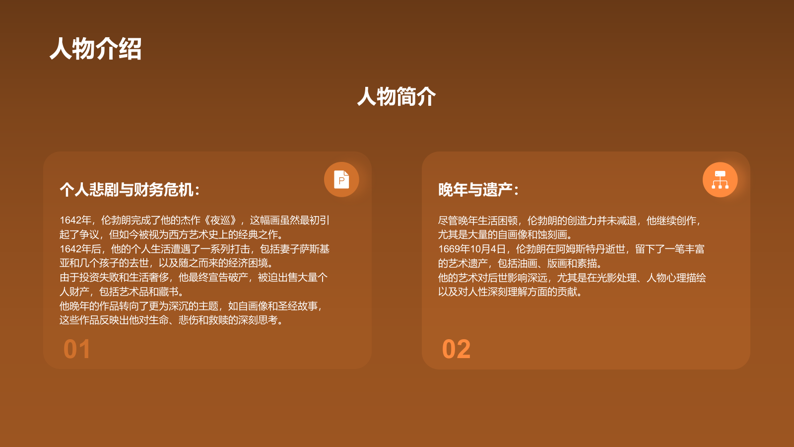 橙色复古风伦勃朗·哈尔曼松·凡·莱因——荷兰最伟大的画家PPT模板.pptx_第6页